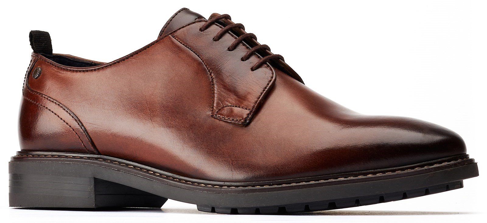 Base London Men's Boston Plain Toe Derby Shoe Brown 31209 - Brown 6