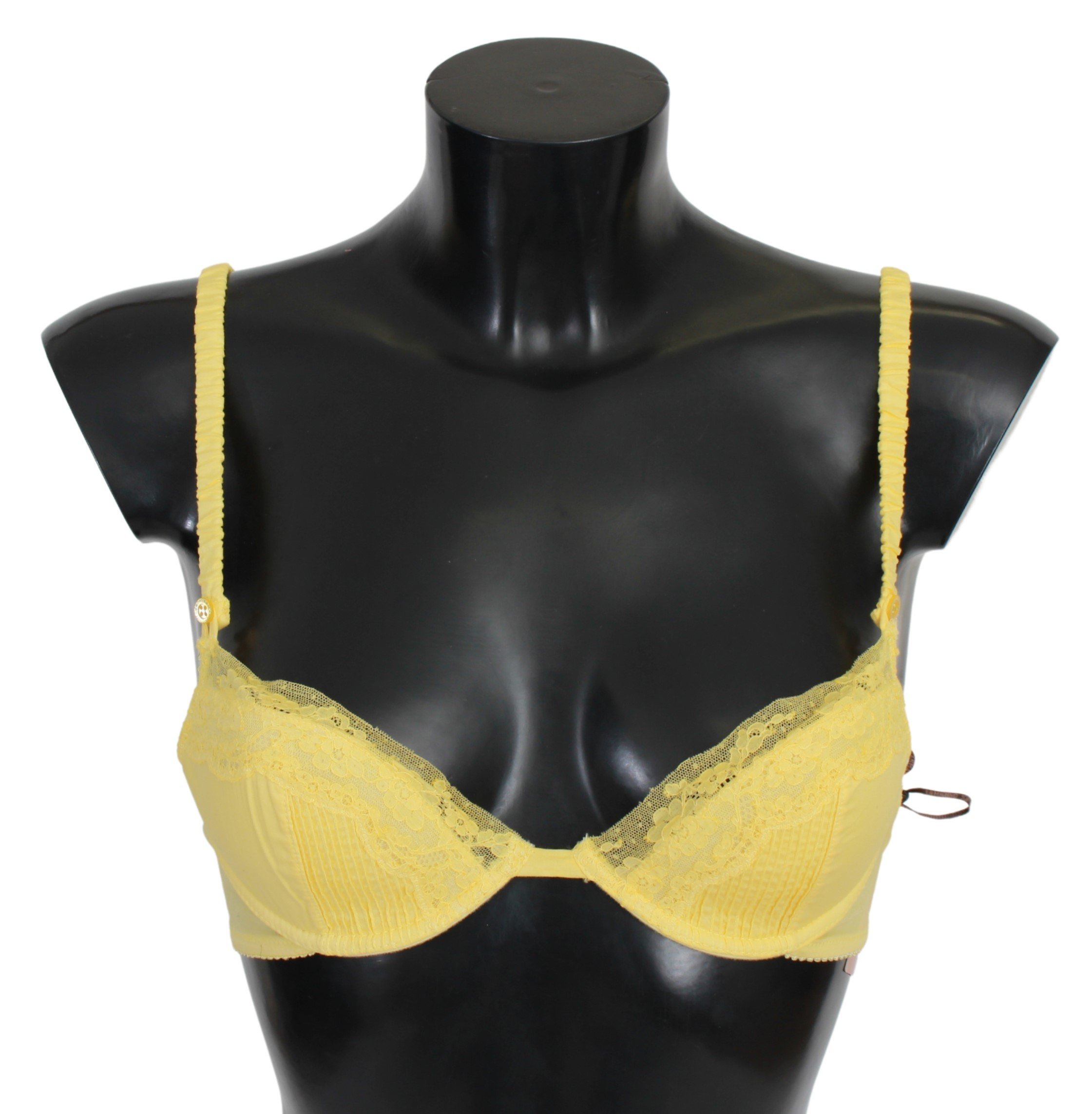 Ermanno Scervino Women's Lace Cotton Push Up Bra Yellow BIK777 - IT2 | S