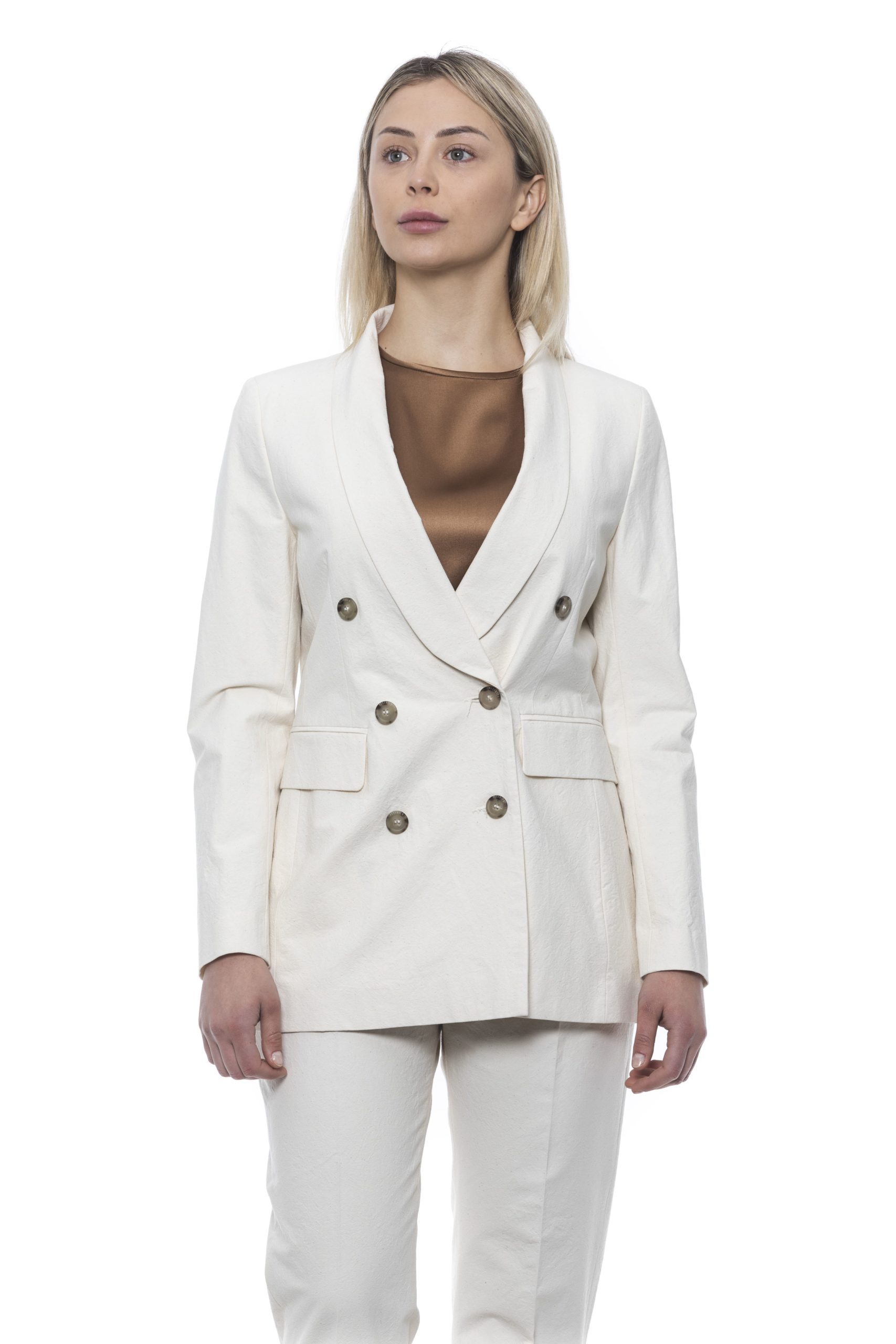 Peserico Women's Blazer White PE1426856 - IT42 | S