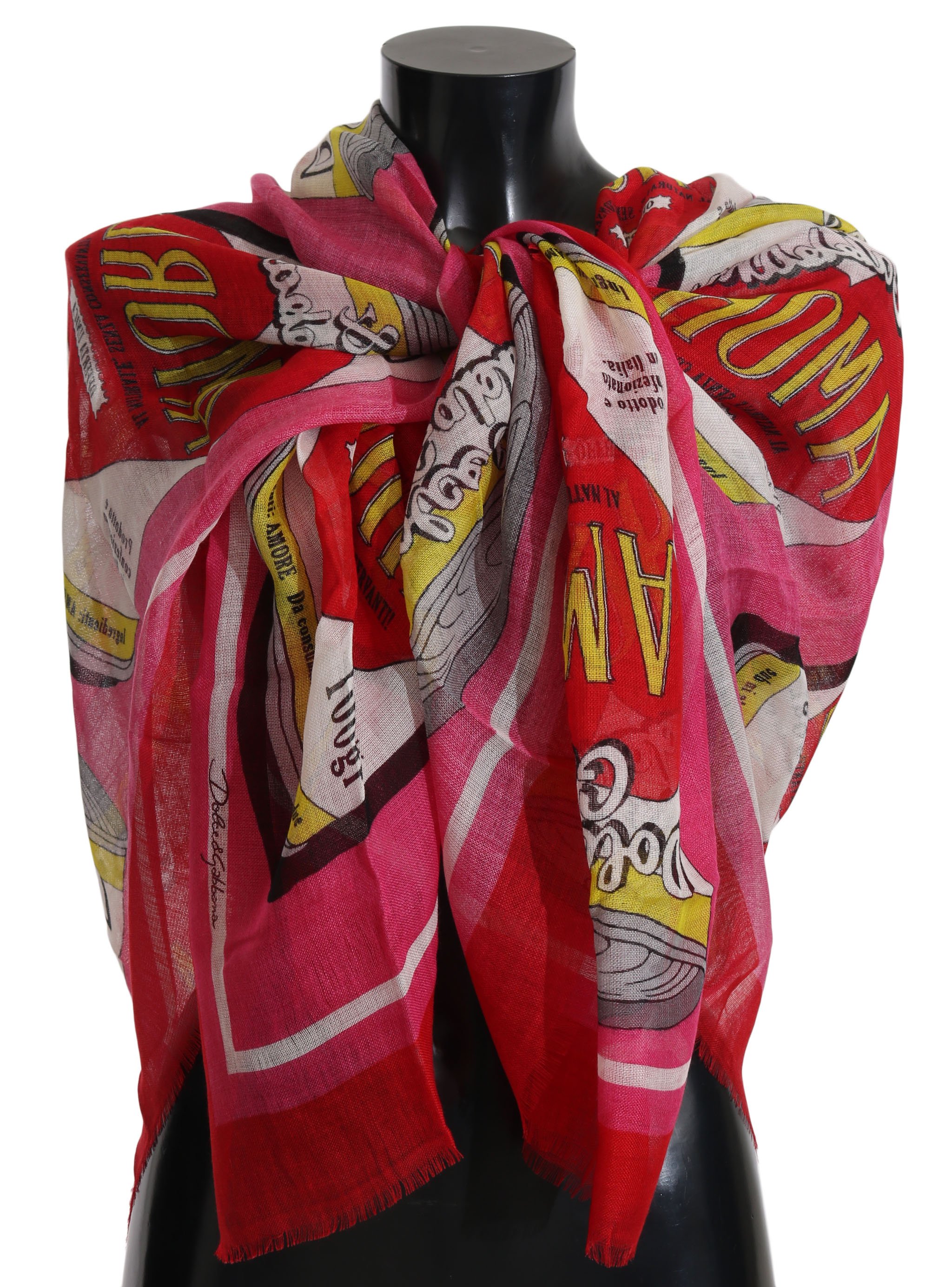Dolce & Gabbana Women's AMORE Cashmere Silk Wrap Scarf Pink MS2479