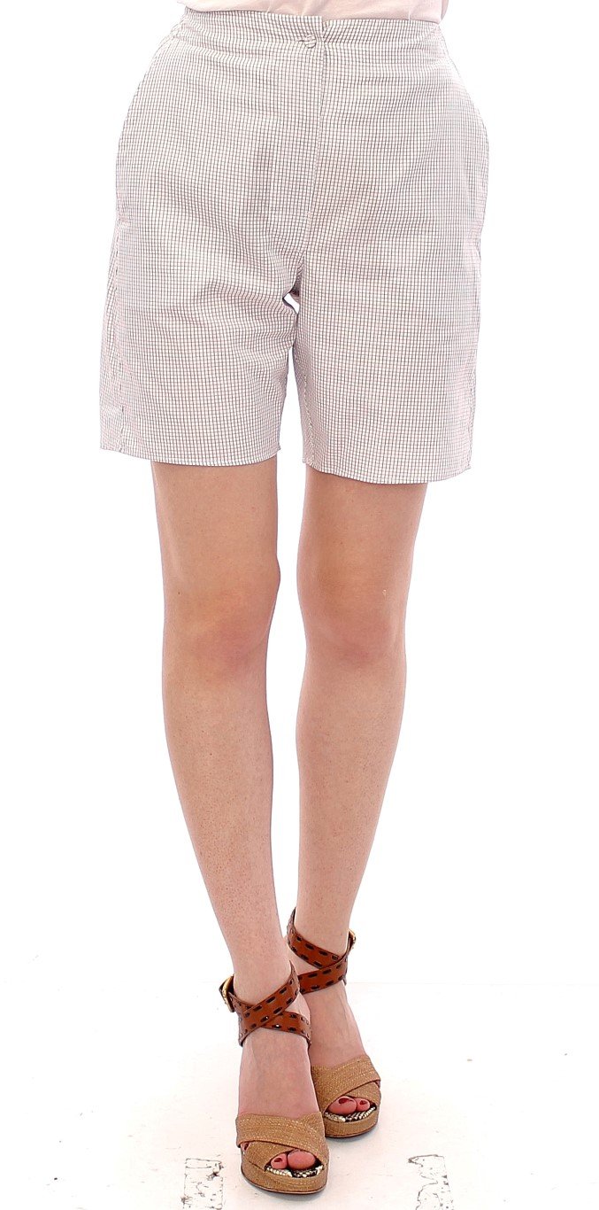 Andrea Incontri Women's Checkered Stretch Cotton Shorts White GSS10709 - IT42|M