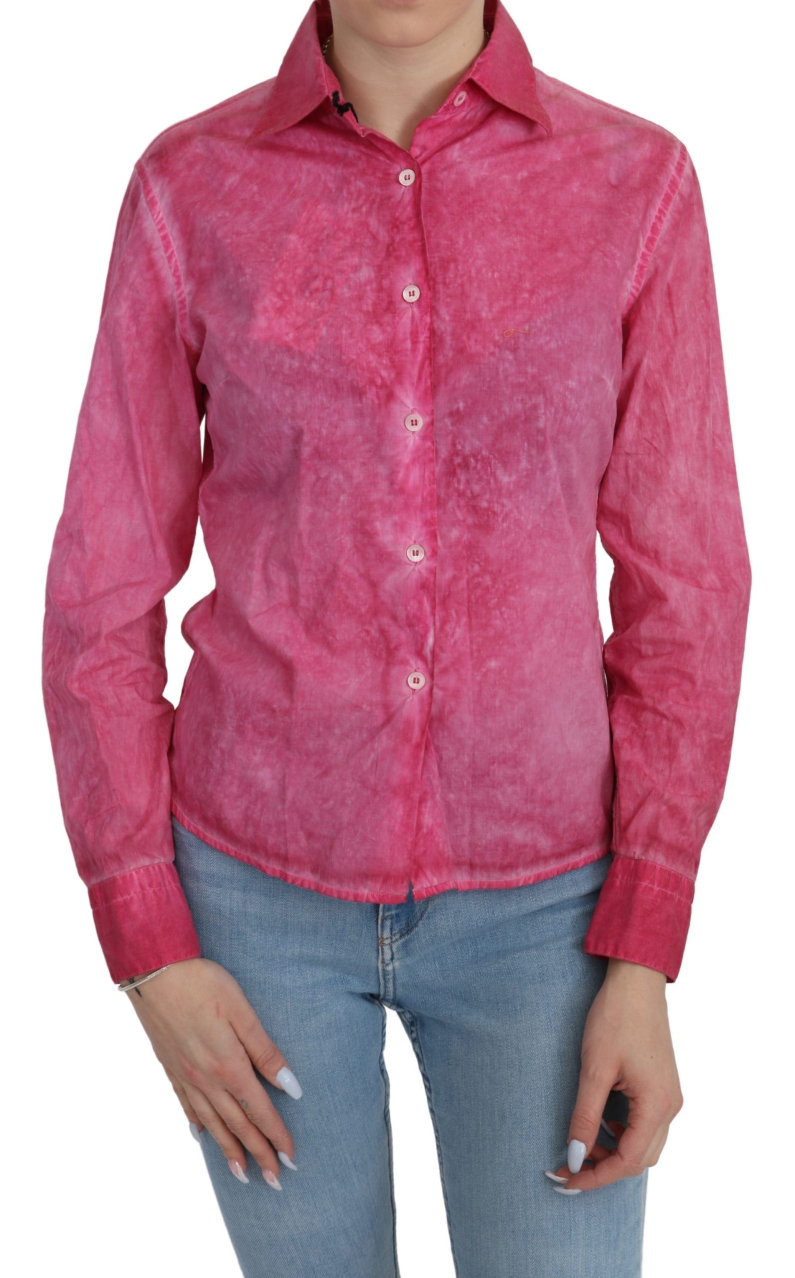 Ermanno Scervino Women's Collared LS Shirt Pink TSH4881 - IT42|M