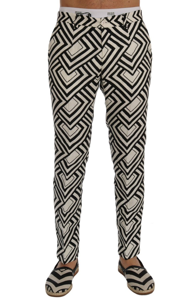 Dolce & Gabbana Men's Striped Linen Casual Trouser Black/White SIG60410 - IT44 | XS