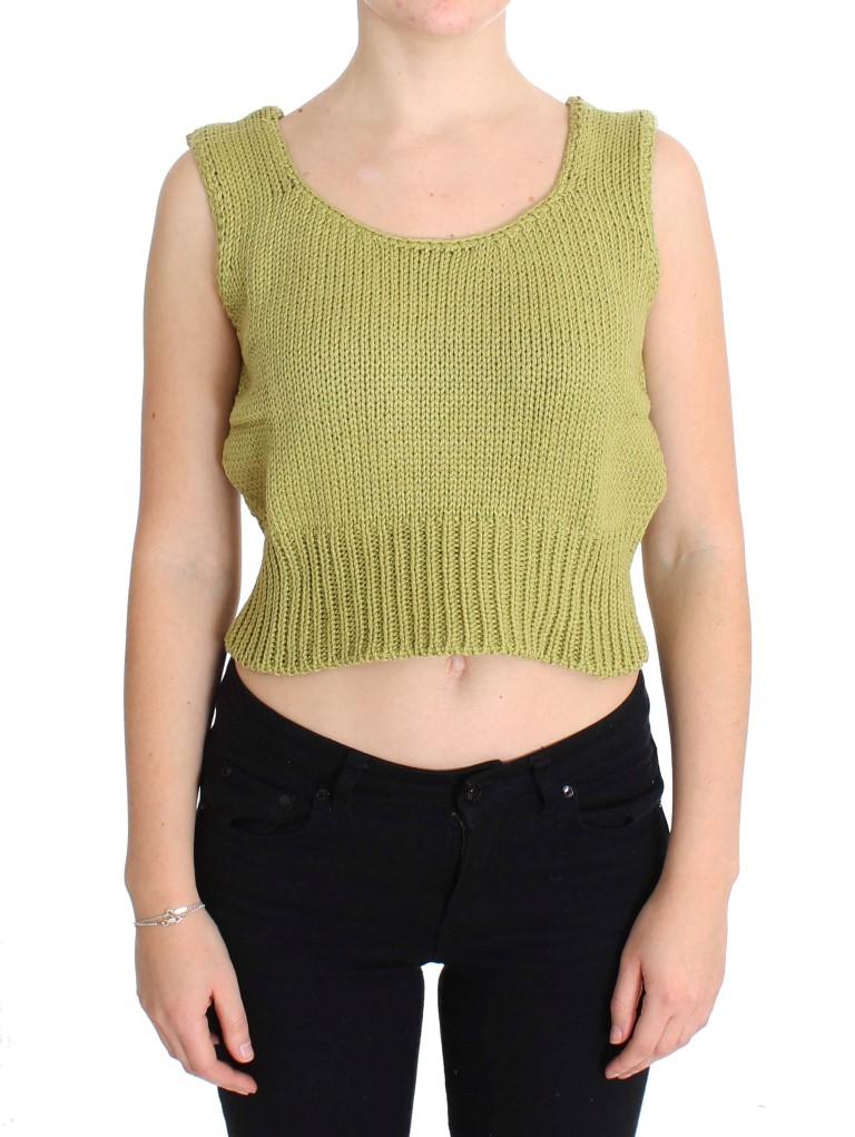 Pink Memories Women's Knitted Sleeveless Sweater Green SIG30252 - One Size