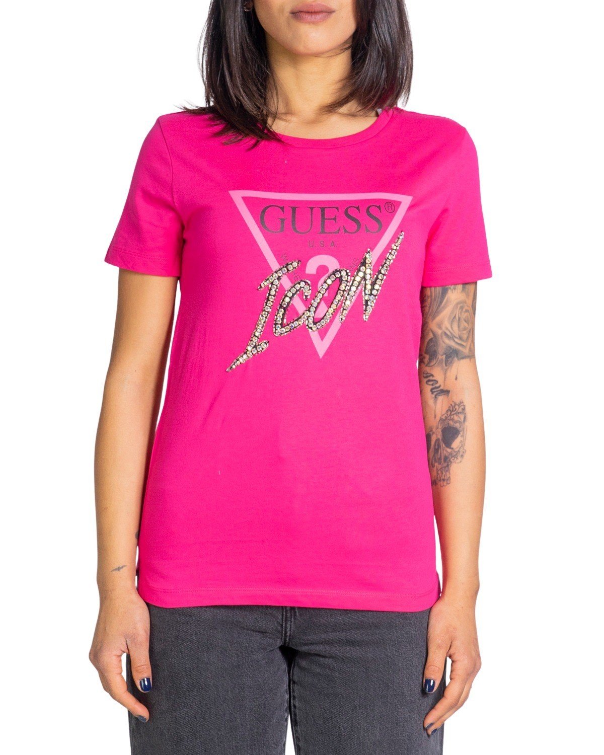 Guess Women's T-Shirt Various Colours 217643 - fuchsia M