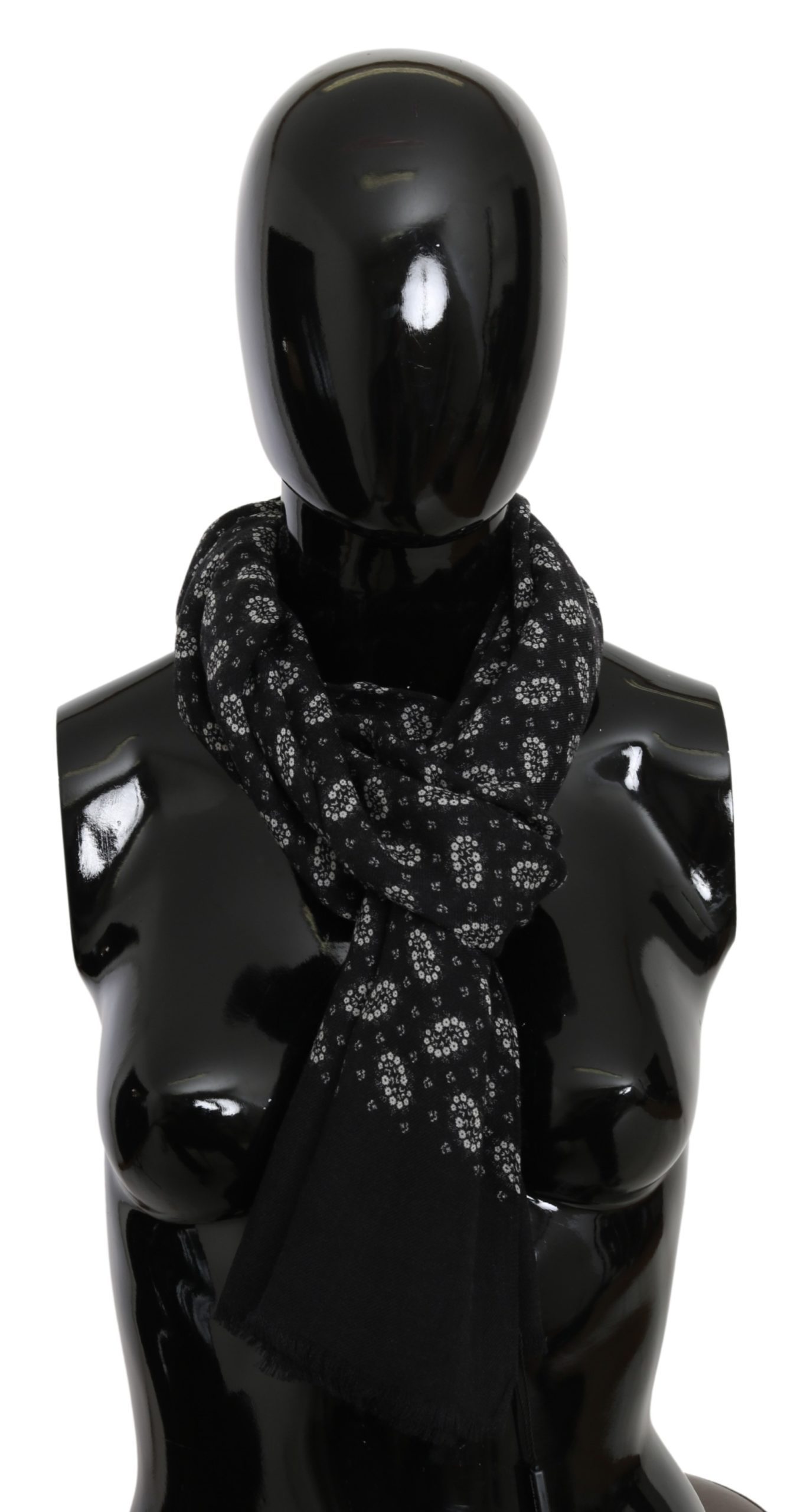 Dolce & Gabbana Men's Floral Fringe Wrap Cashmere Scarf Black MS1705BG