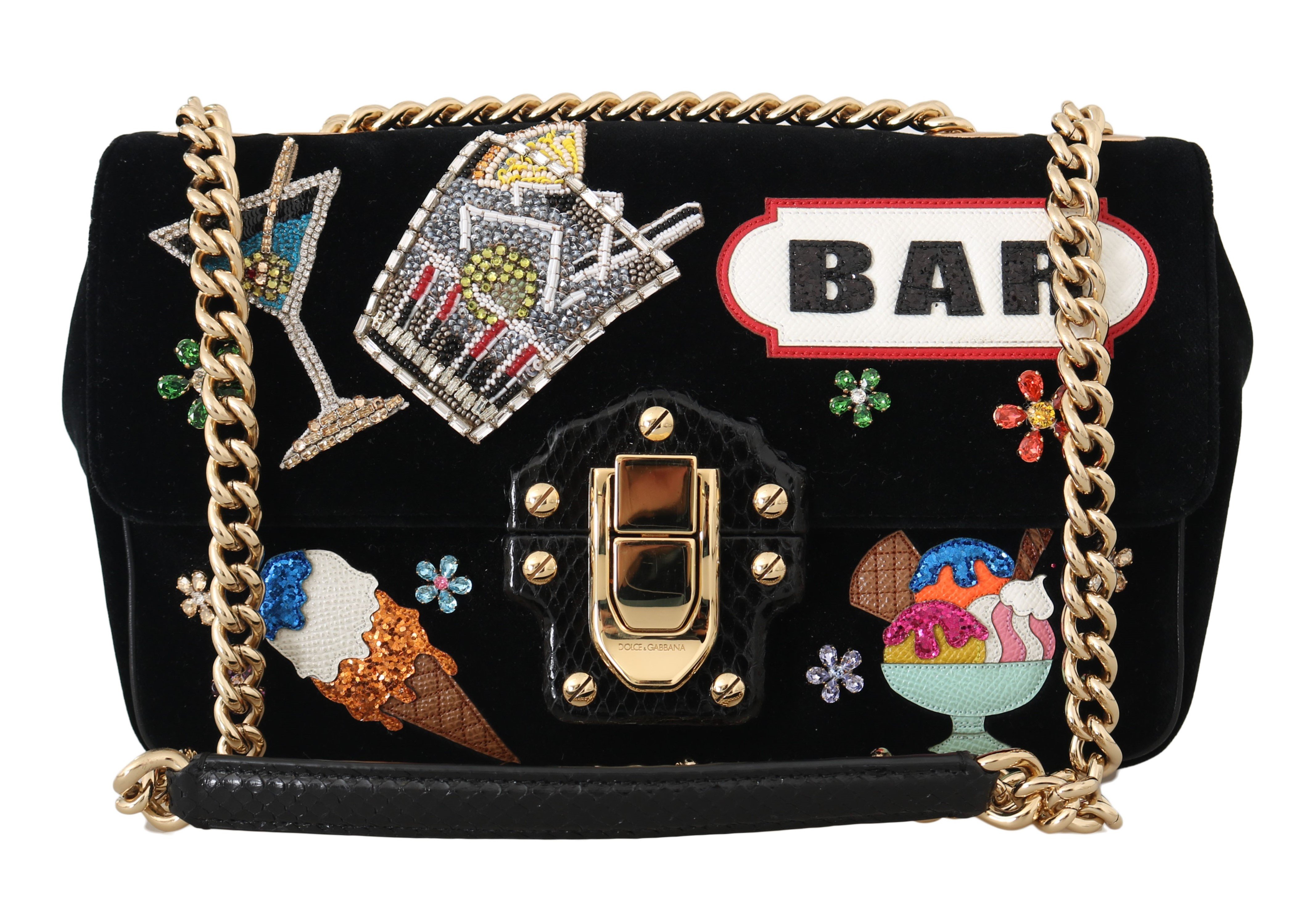 Dolce & Gabbana Women's Crystal BAR Shoulder Bag Black VAS15102
