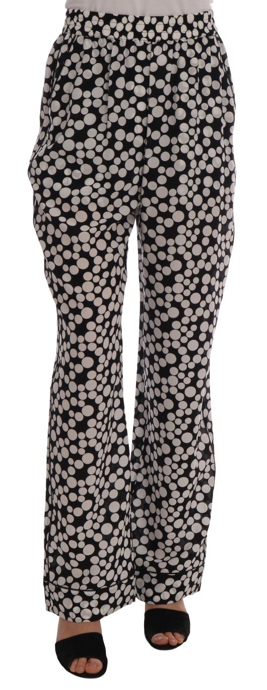 Black White Polka Dottes Silk Pants - IT40|S