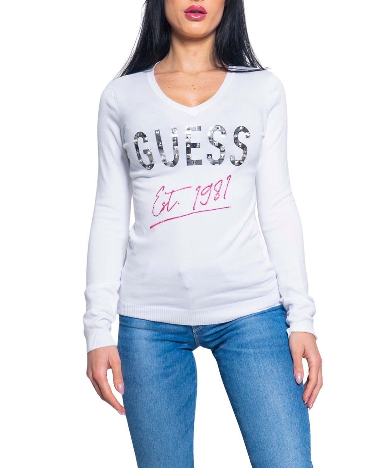 Guess Women's Sweater Black 219234 - white XS