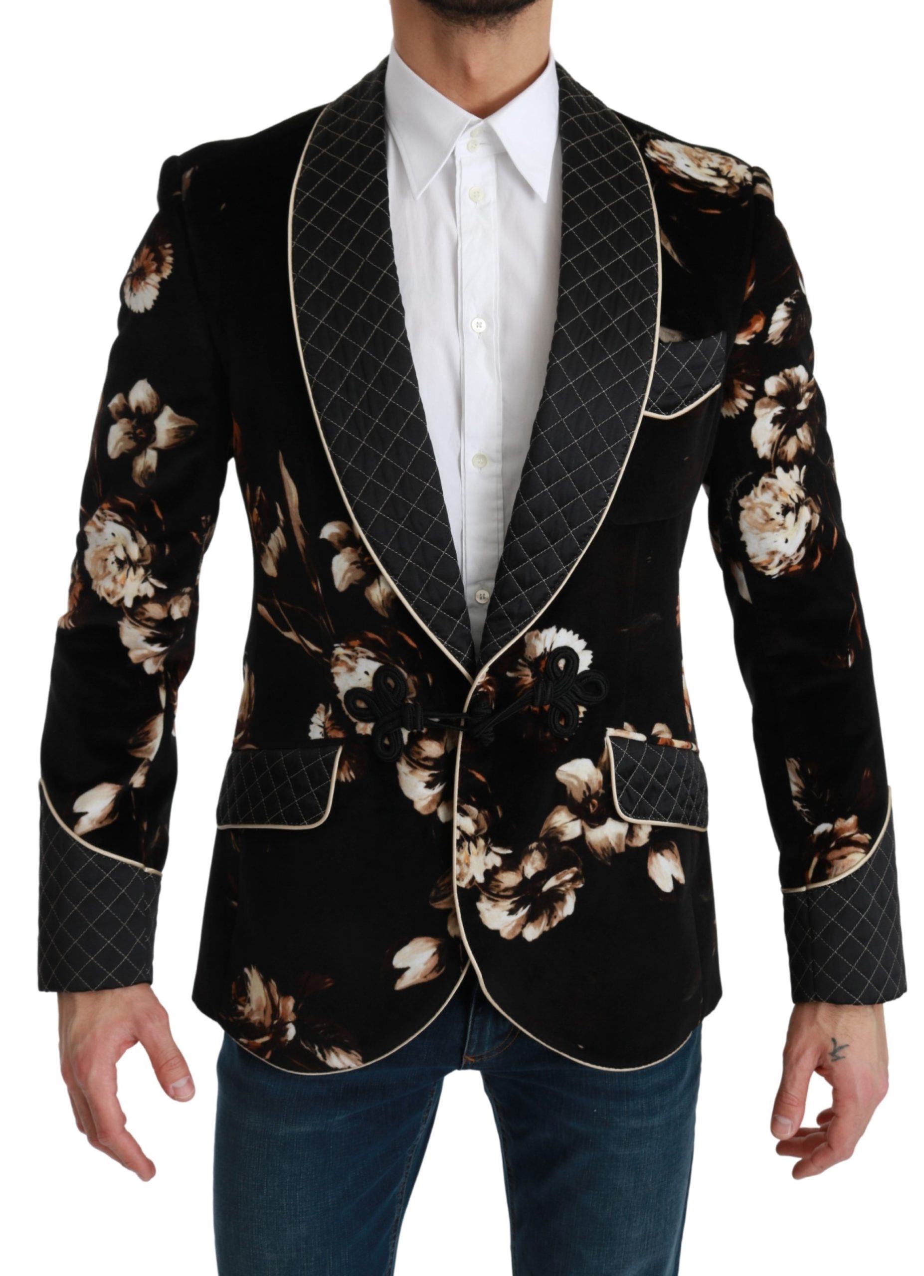 Dolce & Gabbana Men's Floral Slim Fit Blazer Black KOS1788 - IT44 | XS