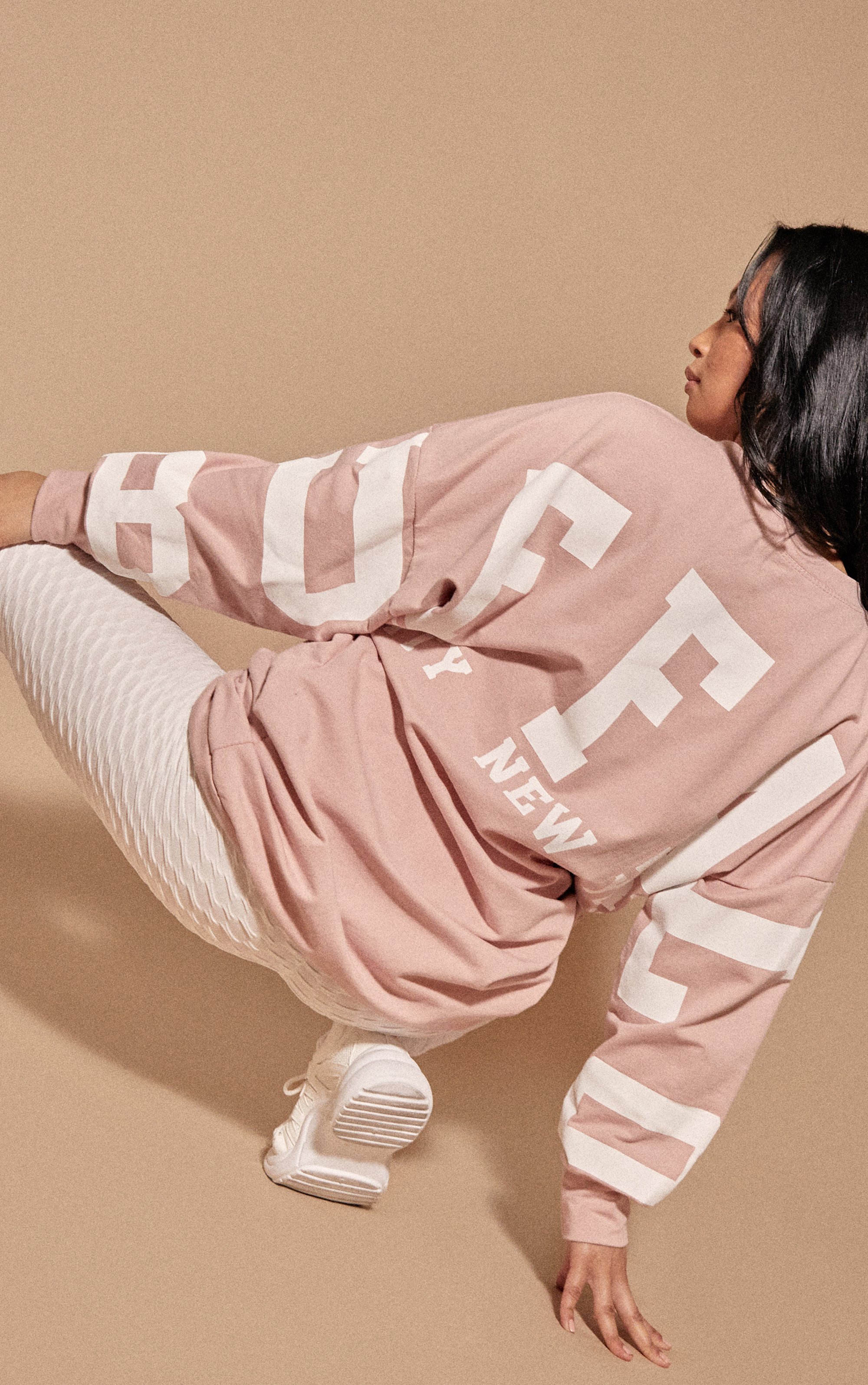 Slogan Oversized Jumper Dress - Pink / 8