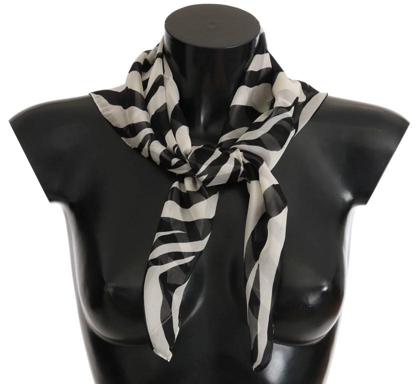 Dolce & Gabbana Men's Zebra Print Silk Scarf Black MS2140