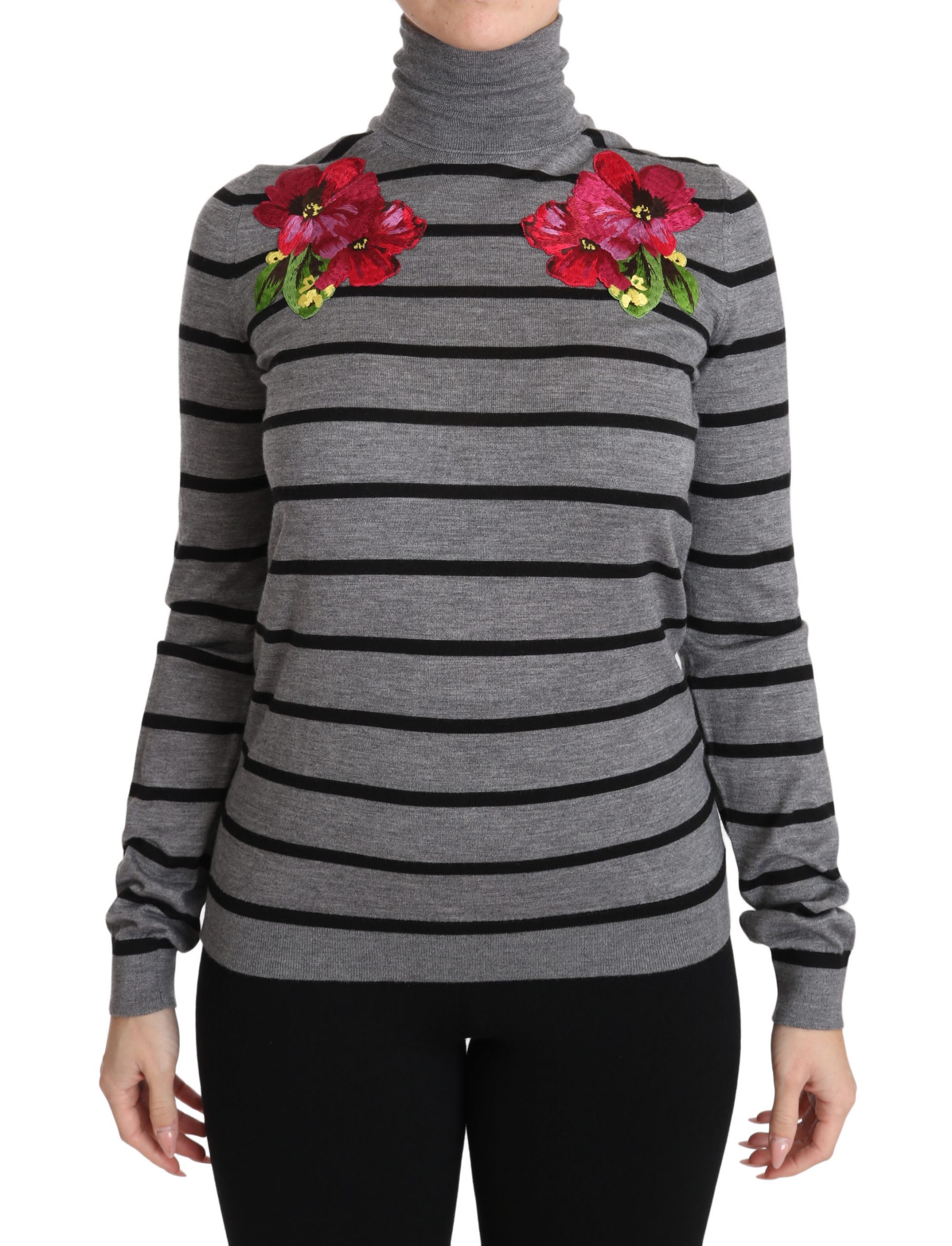 Dolce & Gabbana Women's Cashmere Silk Turtleneck Sweater Black TSH2985 - IT38|XS