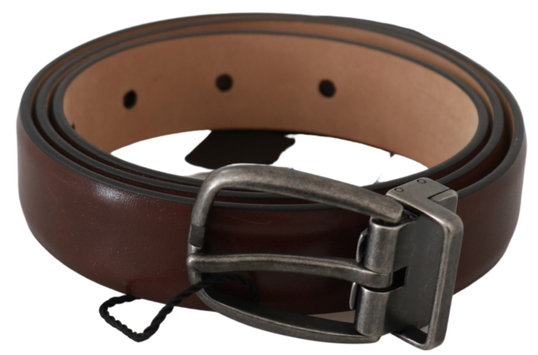 Dolce & Gabbana Men's Leather Oval Buckle Belt Brown BEL60626 - 85 cm / 34 Inches