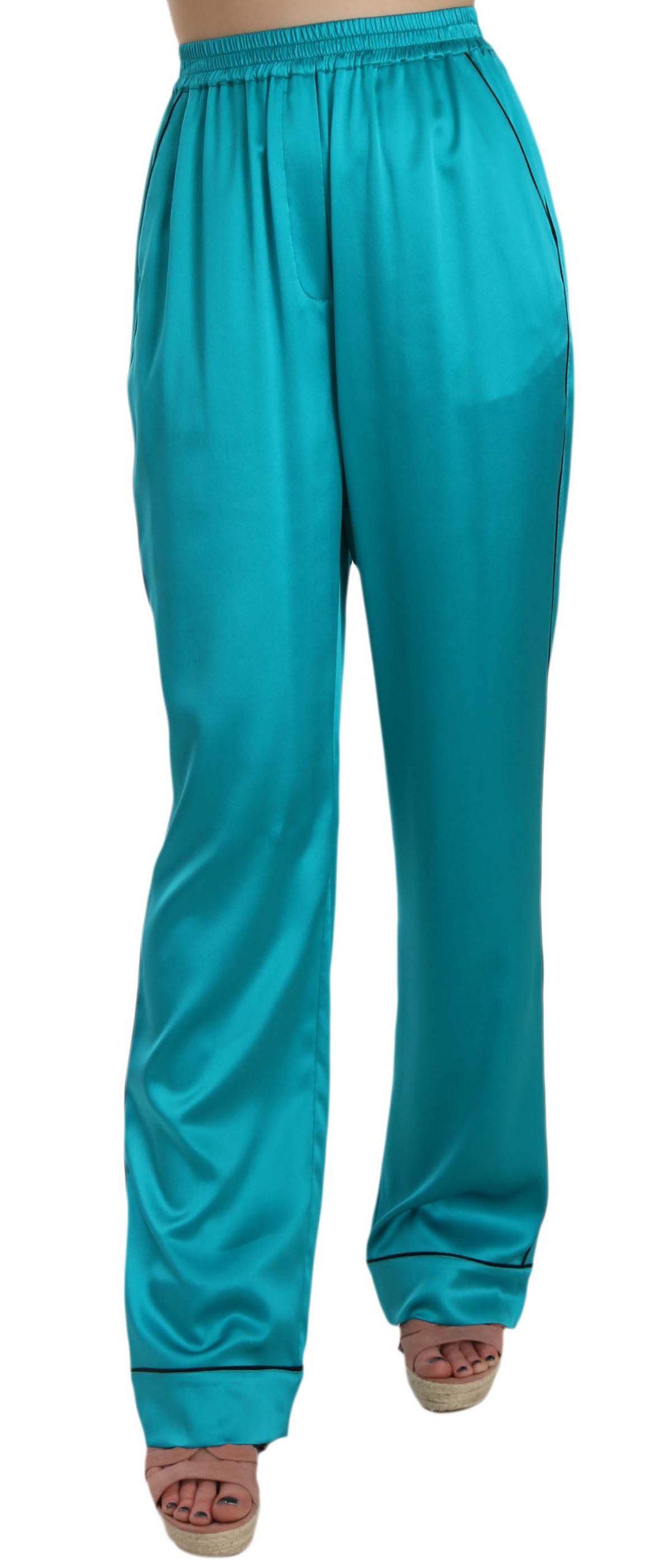 Dolce & Gabbana Women's Silk Stretch Trouser Blue BYX1328 - IT40|S