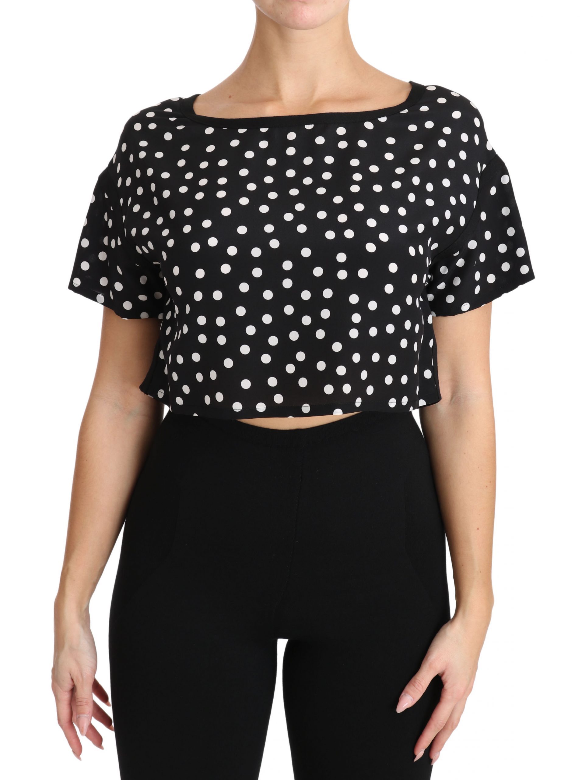 Dolce & Gabbana Women's Polka Dotted Cropped Top Black TSH3139 - IT38|XS