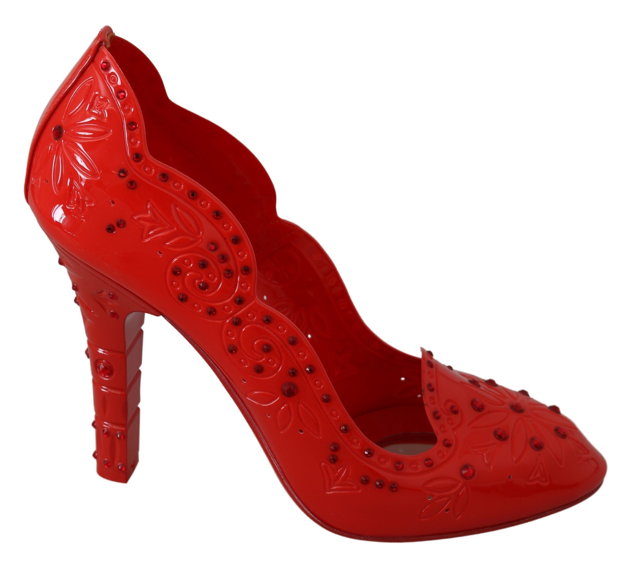 Dolce & Gabbana Women's Floral Crystal CINDERELLA Pumps Red LA7293 - EU39/US8.5