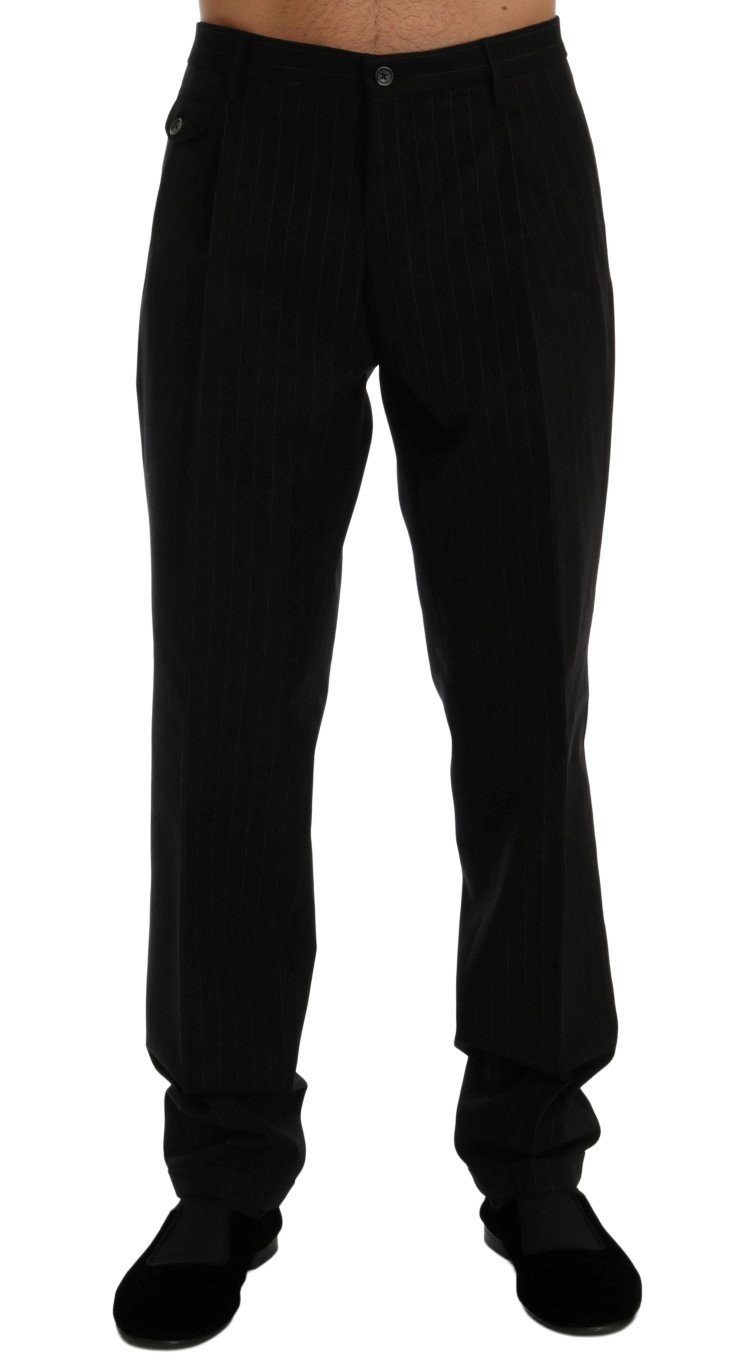 Dolce & Gabbana Men's Striped Cotton Dress Formal Trouser Black PAN60353 - IT50 | L