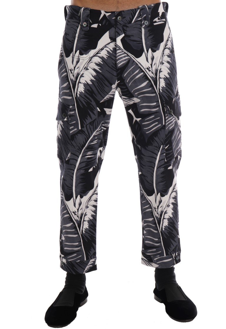 Dolce & Gabbana Men's Banana Leaf Cotton Trouser Black PAN60809 - IT48 | M