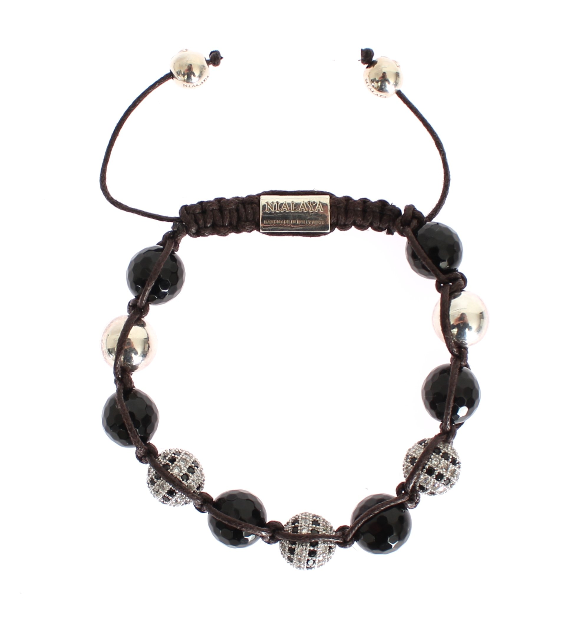 Nialaya Women's CZ Agate 925 Bracelet Black NIA20381 - M