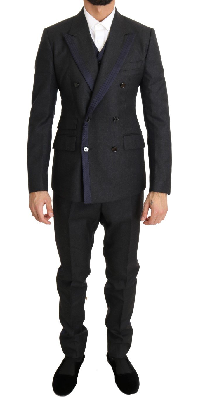 Dolce & Gabbana Men's Silk Double Breasted Suit Gray KOS1100 - IT44 | XS