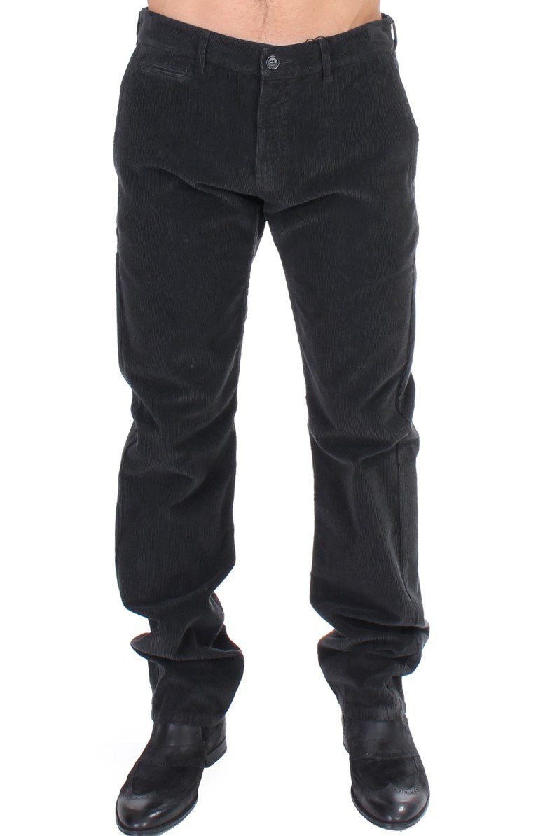 GF Ferre Men's Corduroy Cotton Straight Fit Trouser Black SIG11087 - IT48 | M