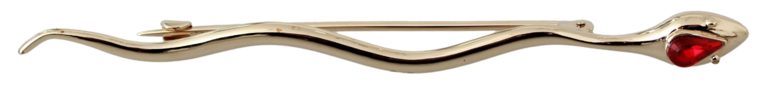 Dolce & Gabbana Women's Brass Snake Crystal Branded Lapel Pin Brooch Gold SMY7074