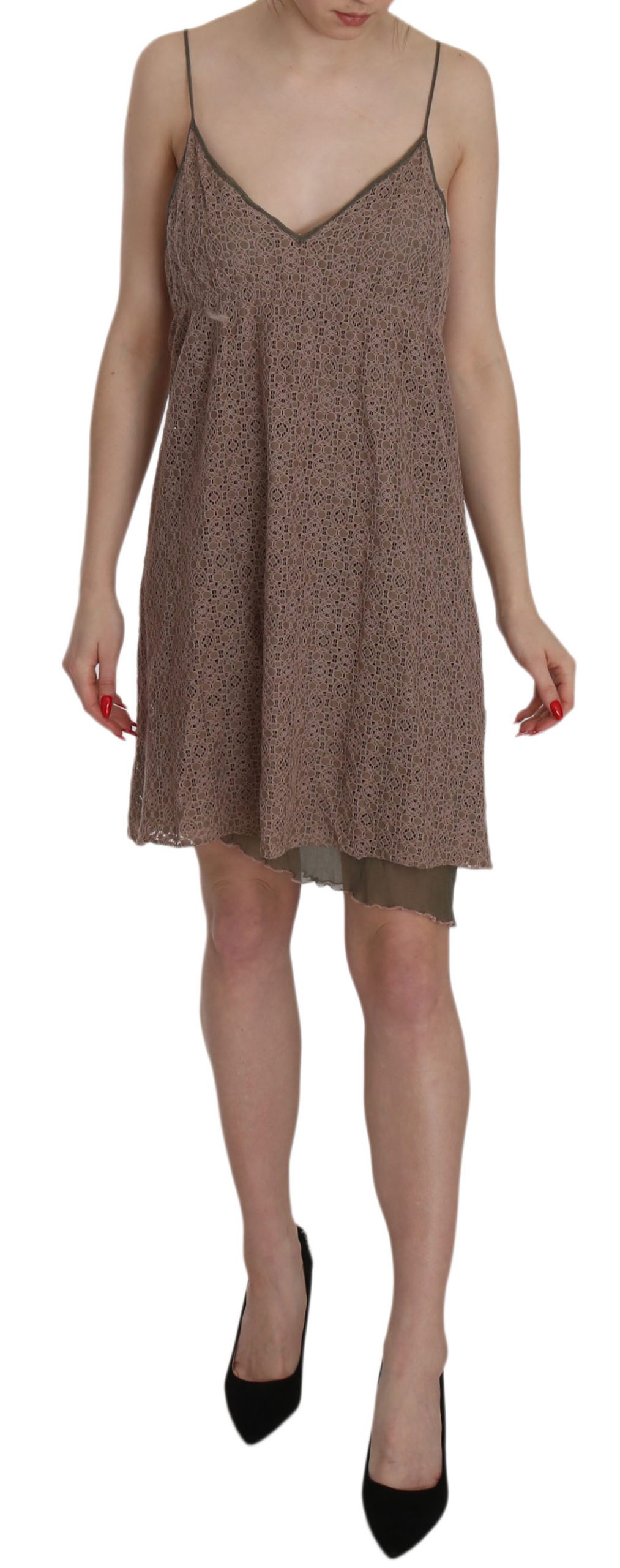 PINK MEMORIES Women's Cotton Spaghetti Strap A-line Dress Green TSH3473 - IT46|XL
