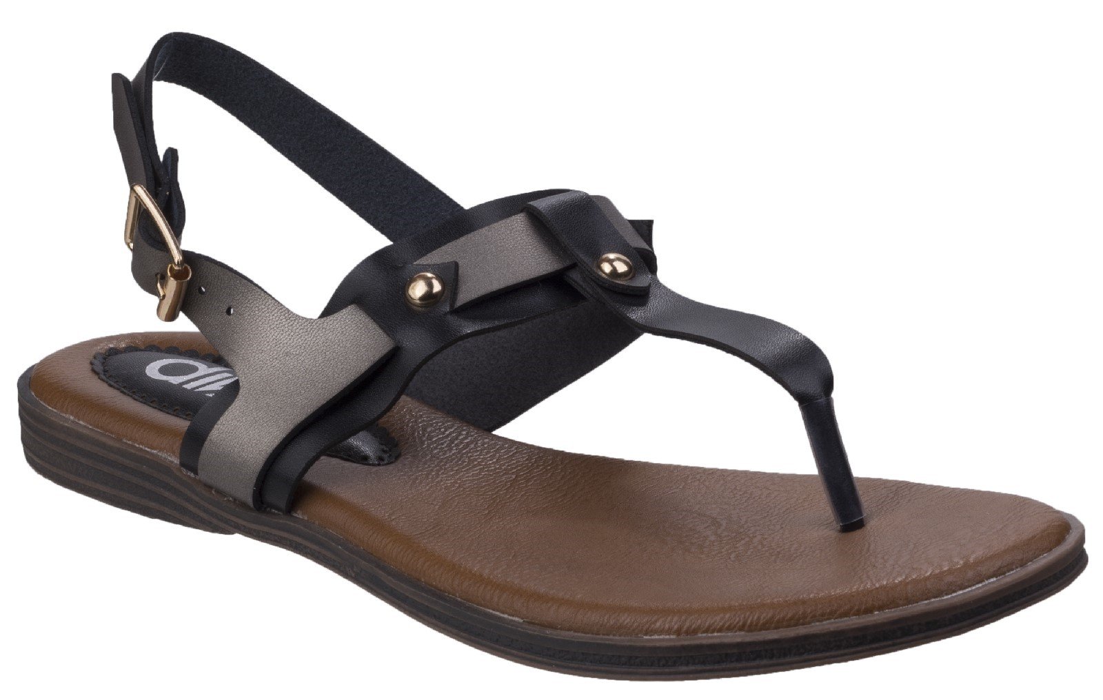 Divaz Women's Sabrina Toe Post Sandal Black 26333 - Black 6