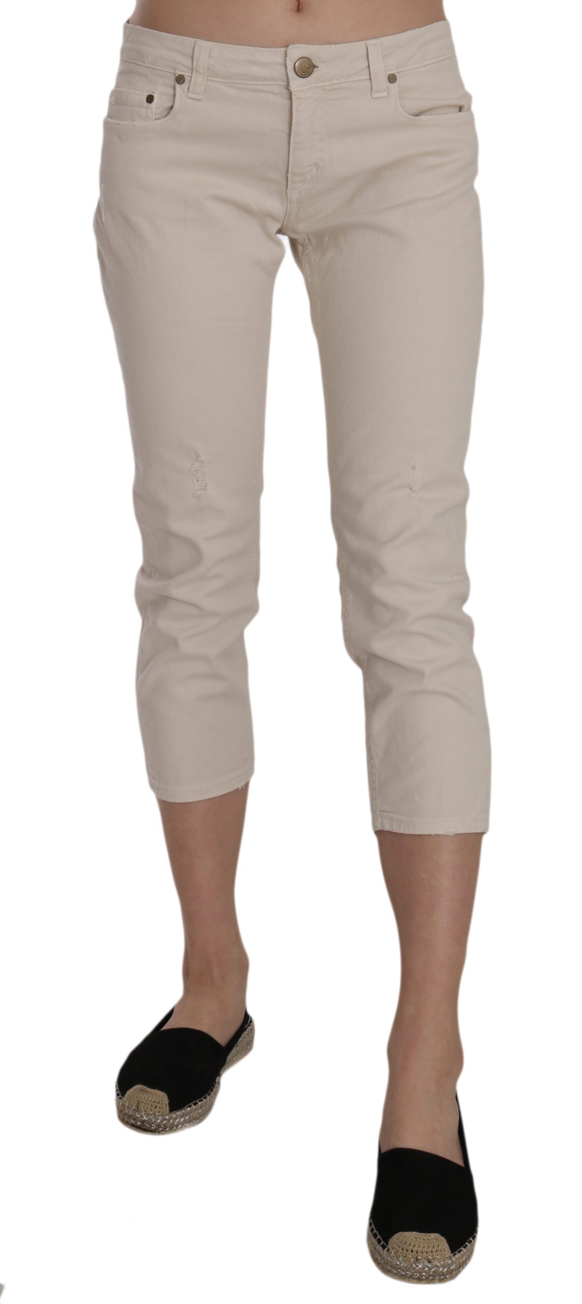 Dondup Women's Cotton Stretch Low Waist Skinny Trouser Beige PAN70211 - W29