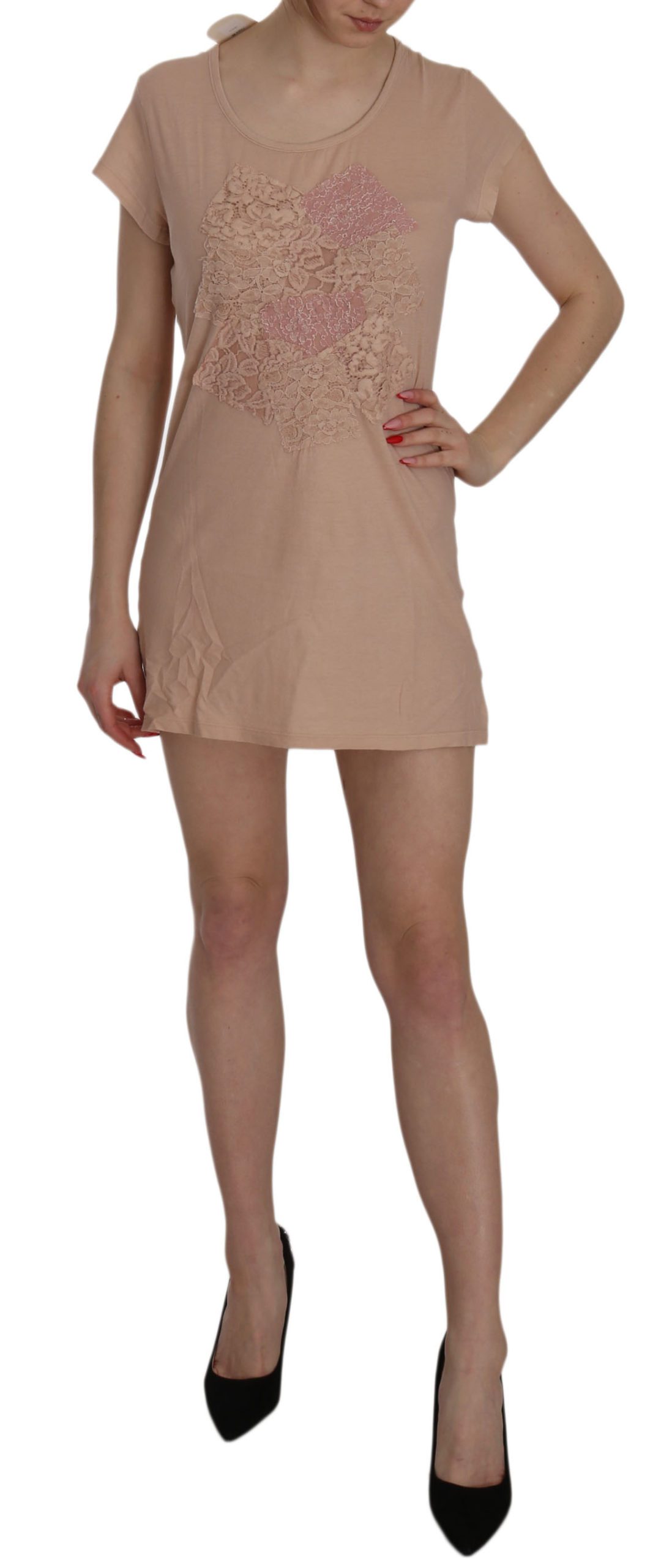 PINK MEMORIES Women's Lace SS Shift Dress Pink TSH3472 - IT40|S