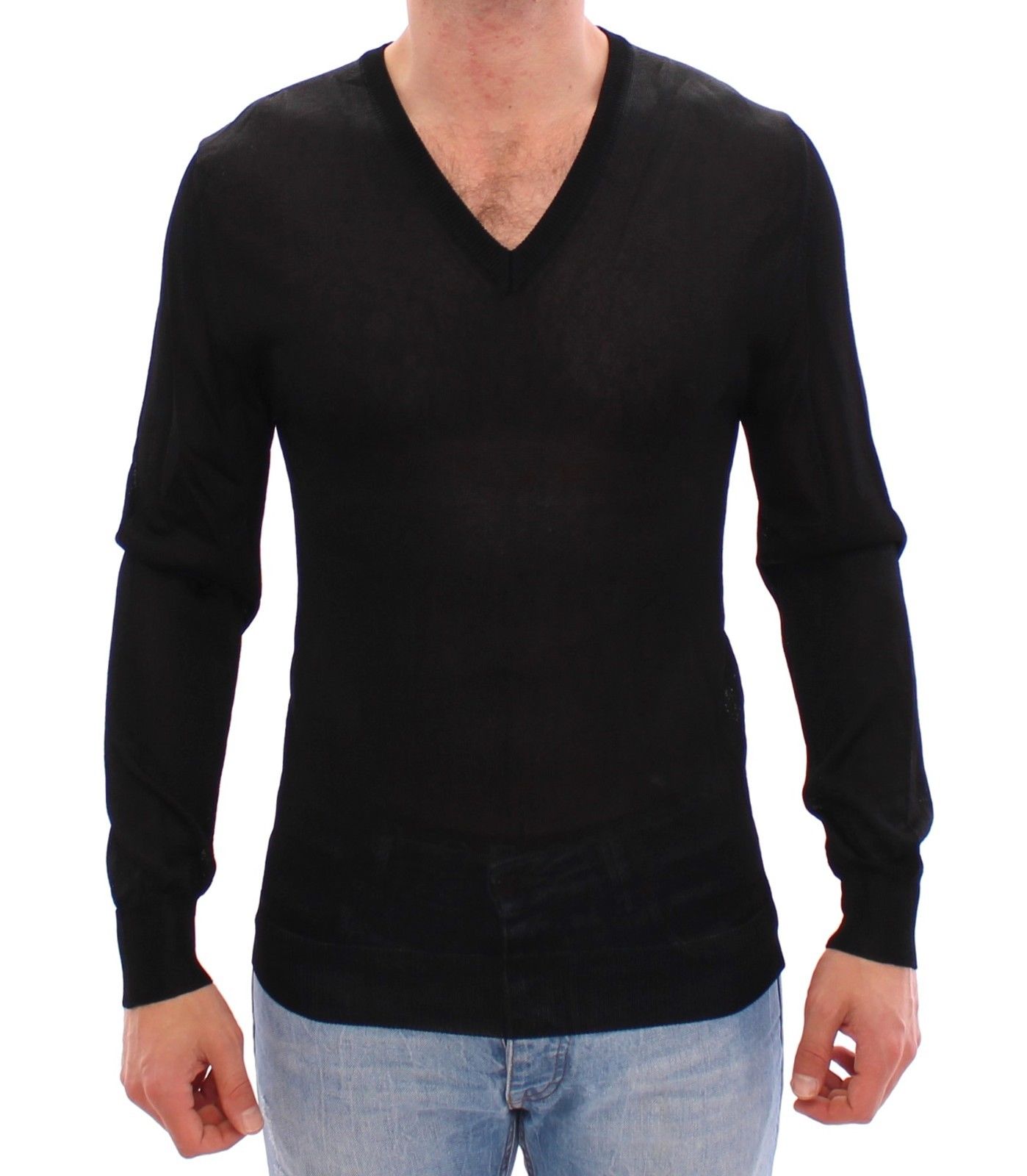 Dolce & Gabbana Men's V-neck Rayon Sweater Black MOM11304 - IT46 | S