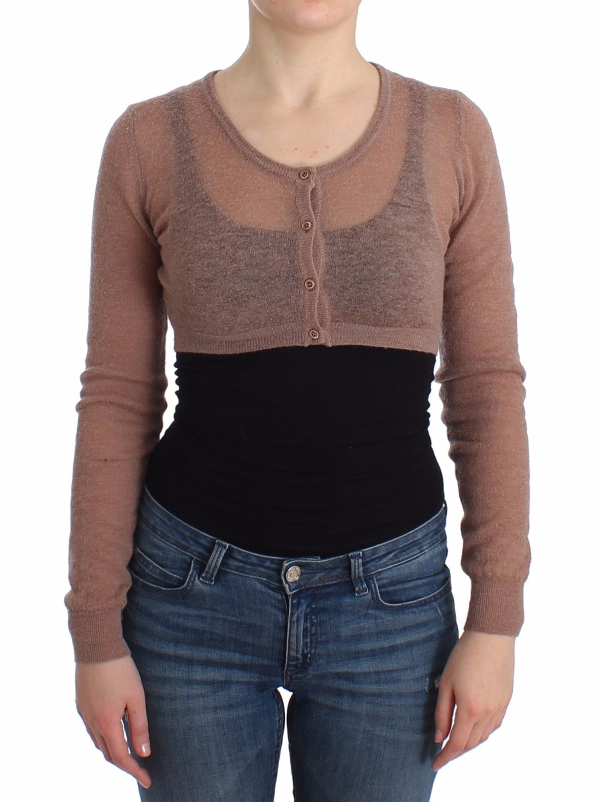 Ermanno Scervino Women's Knit Cropped Sweater Brown SIG11870 - IT42 | S