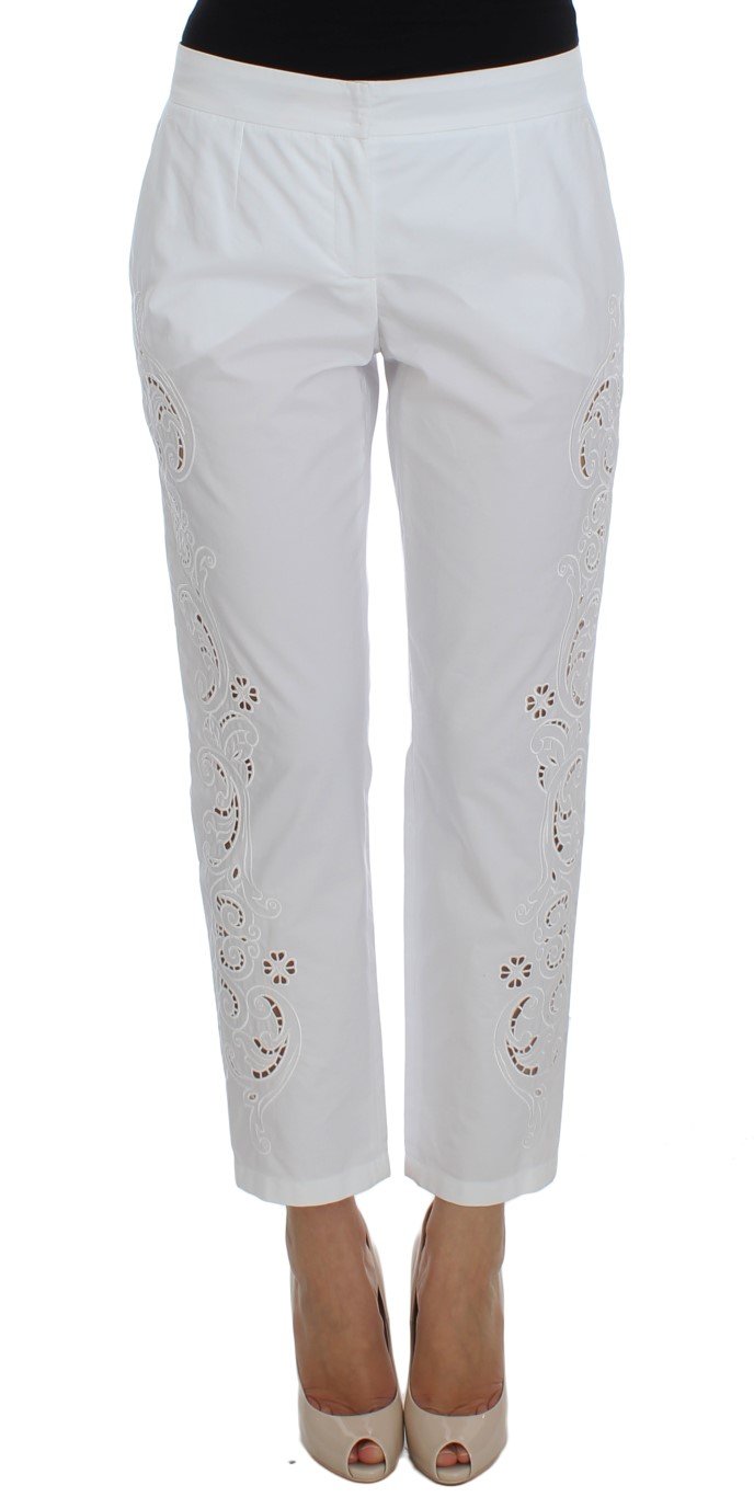 Dolce & Gabbana Women's Floral Cutout Dress Sicily Trouser White SIG20046 - IT40|S