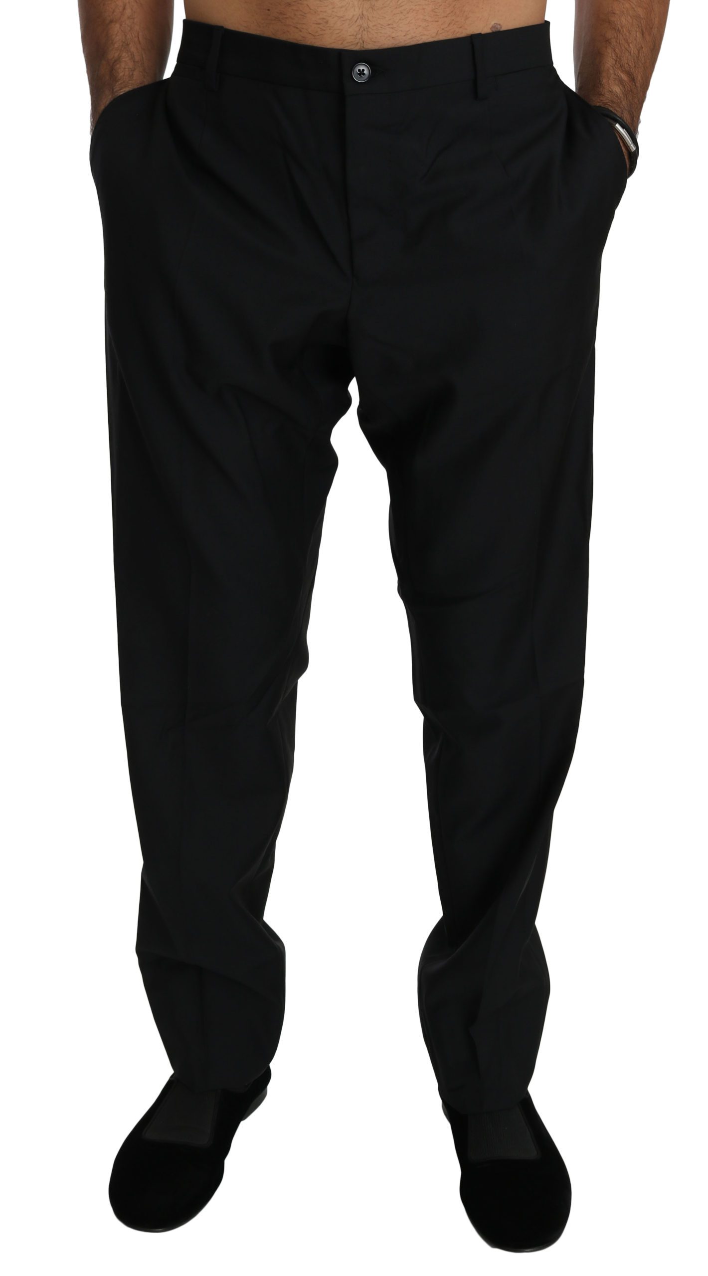 Dolce & Gabbana Men's Formal Wool Trouser Black PAN70766 - IT56 | XXL