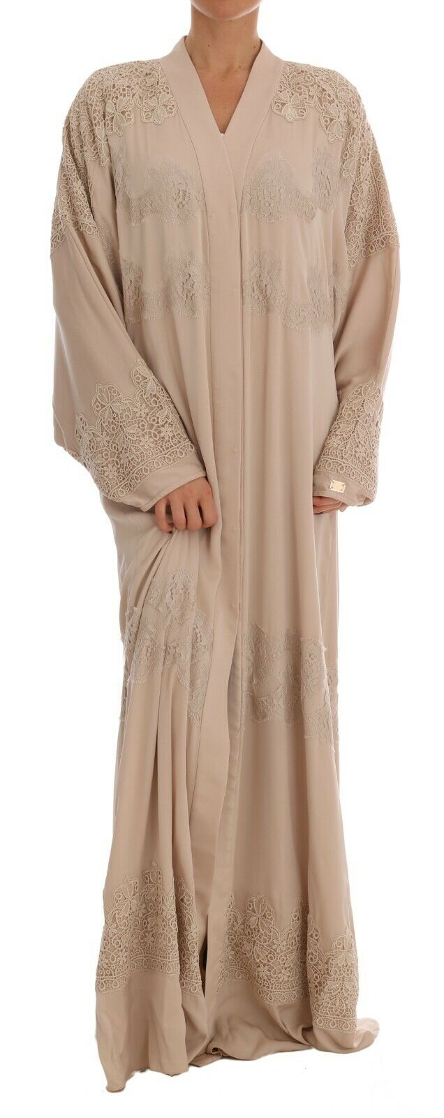 Dolce & Gabbana Women's Silk Ricamo Kaftan Abaya Dress Beige DR1396 - IT40 | M