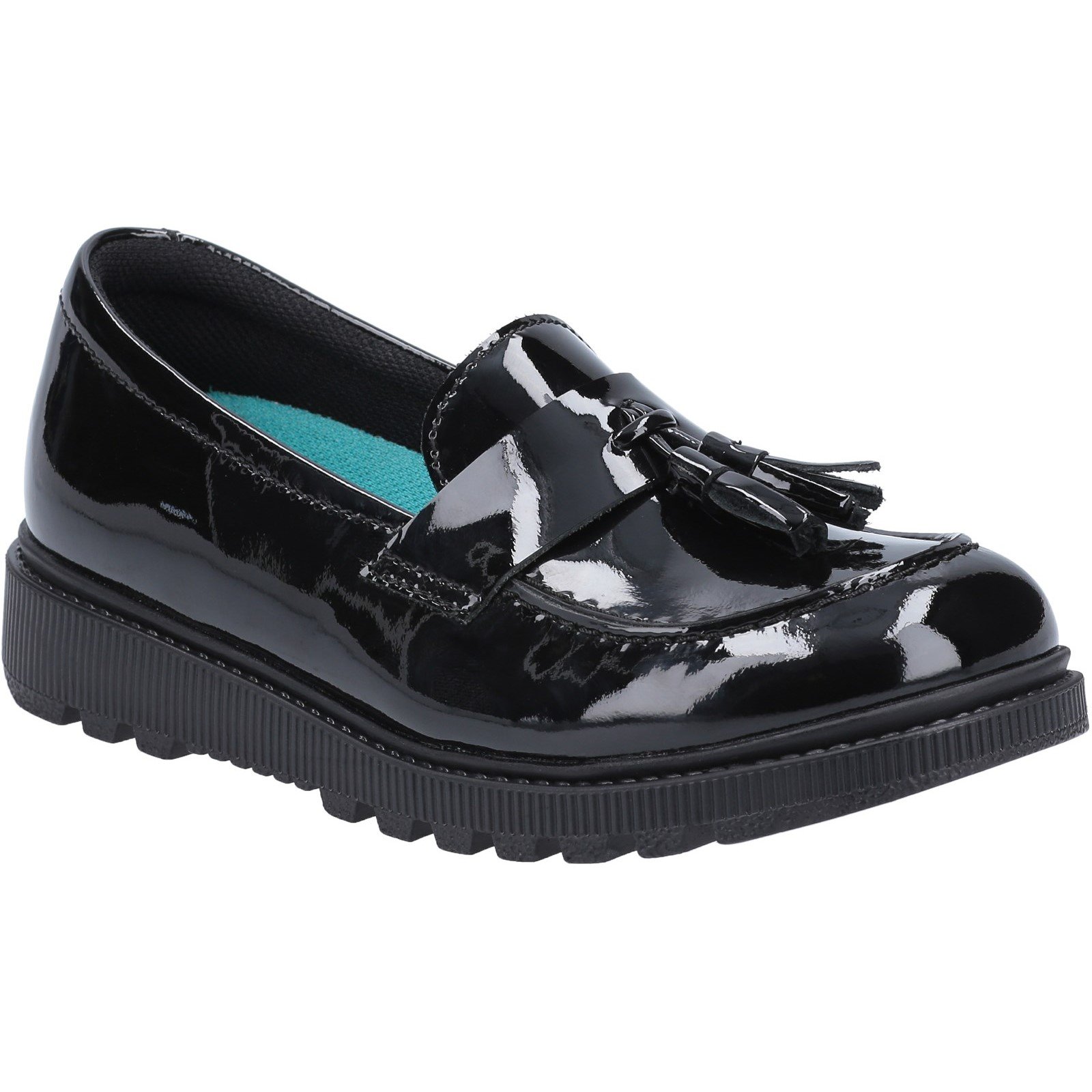Hush Puppies Kid's Karen Senior School Shoe Patent Black 30828 - Patent Black 6