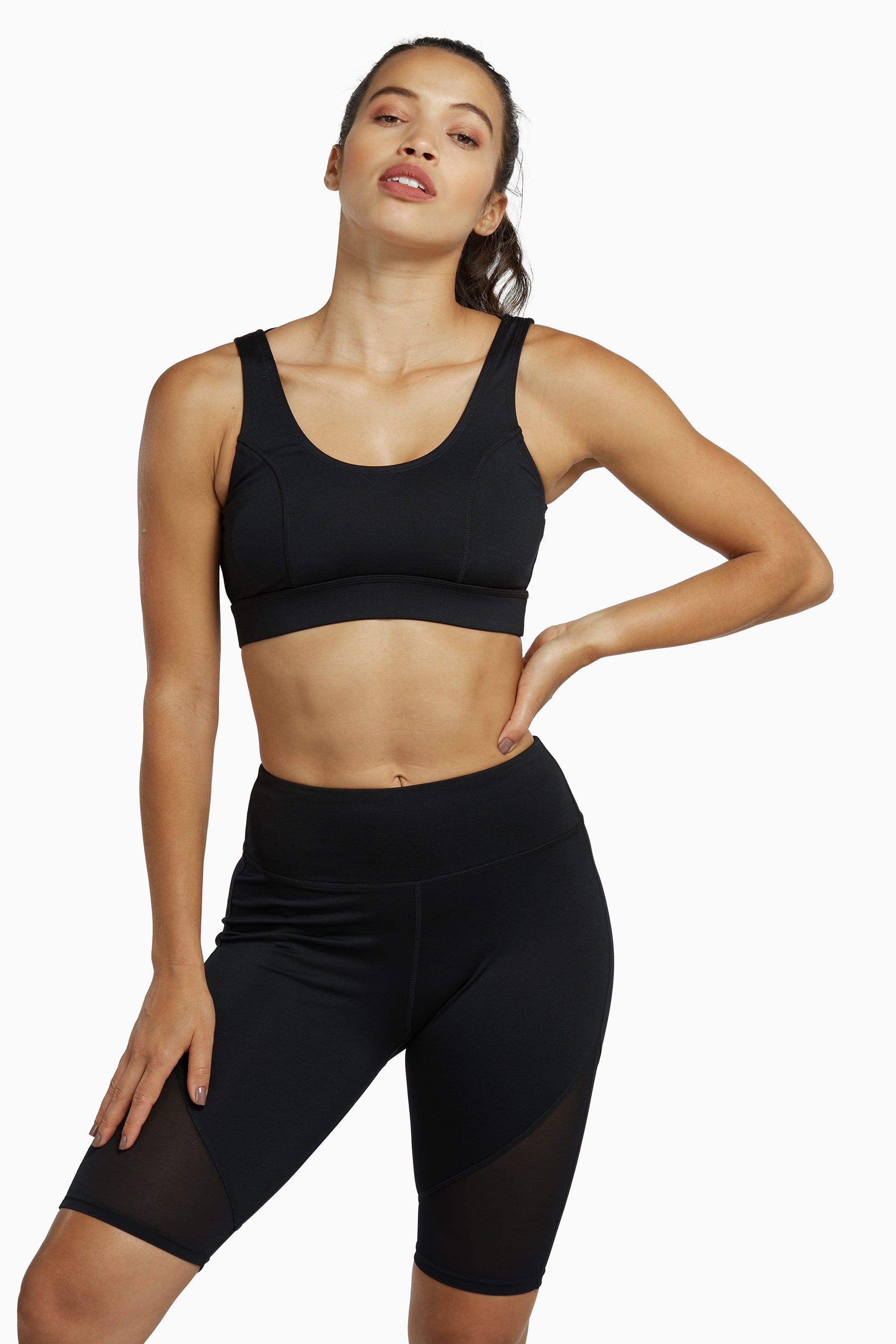 Wolf & Whistle Black Cycling Shorts with Mesh Panel UK 12