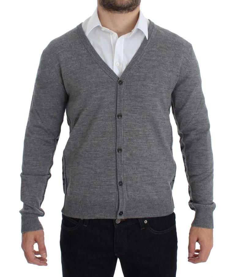 John Galliano Men's Wool Button Down Logo Cardigan Gray SIG17764 - XXL