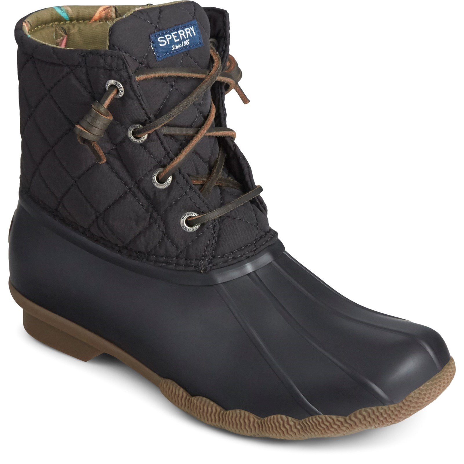 Sperry Women's Saltwater Quilted Duck Weather Boot Black 32439 - Black 7