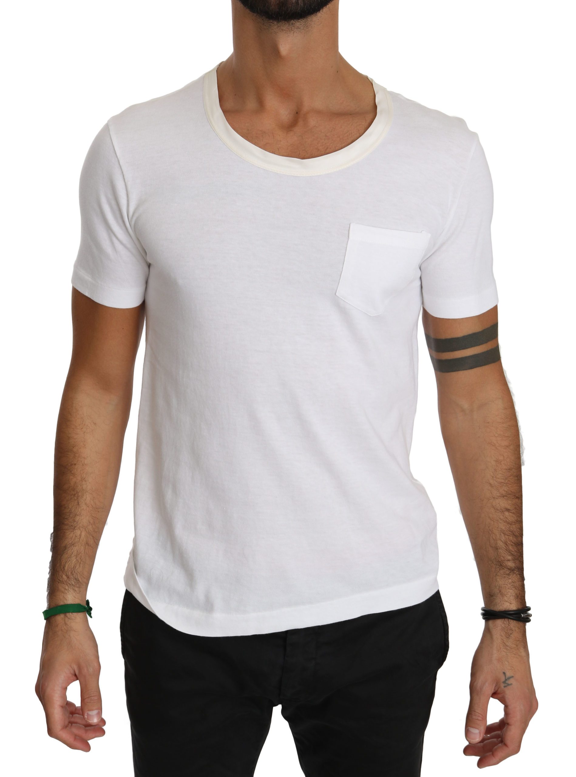 Dolce & Gabbana Men's Roundneck Casual Cotton T-Shirt White TSH4006 - IT48 | M