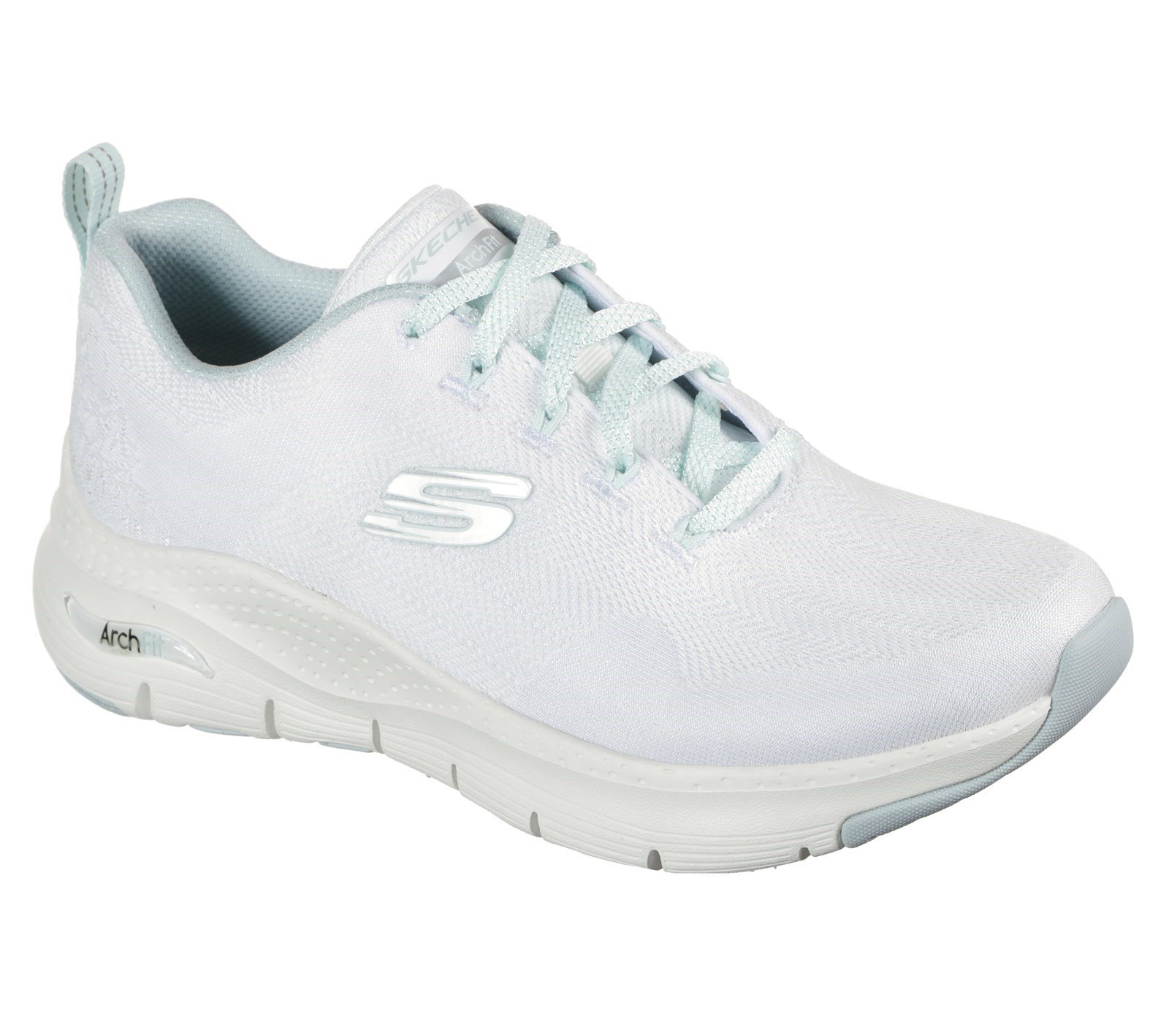 Skechers Women's Arch Fit Comfy Wave Trainer Various Colours 31042 - White/Mint 3