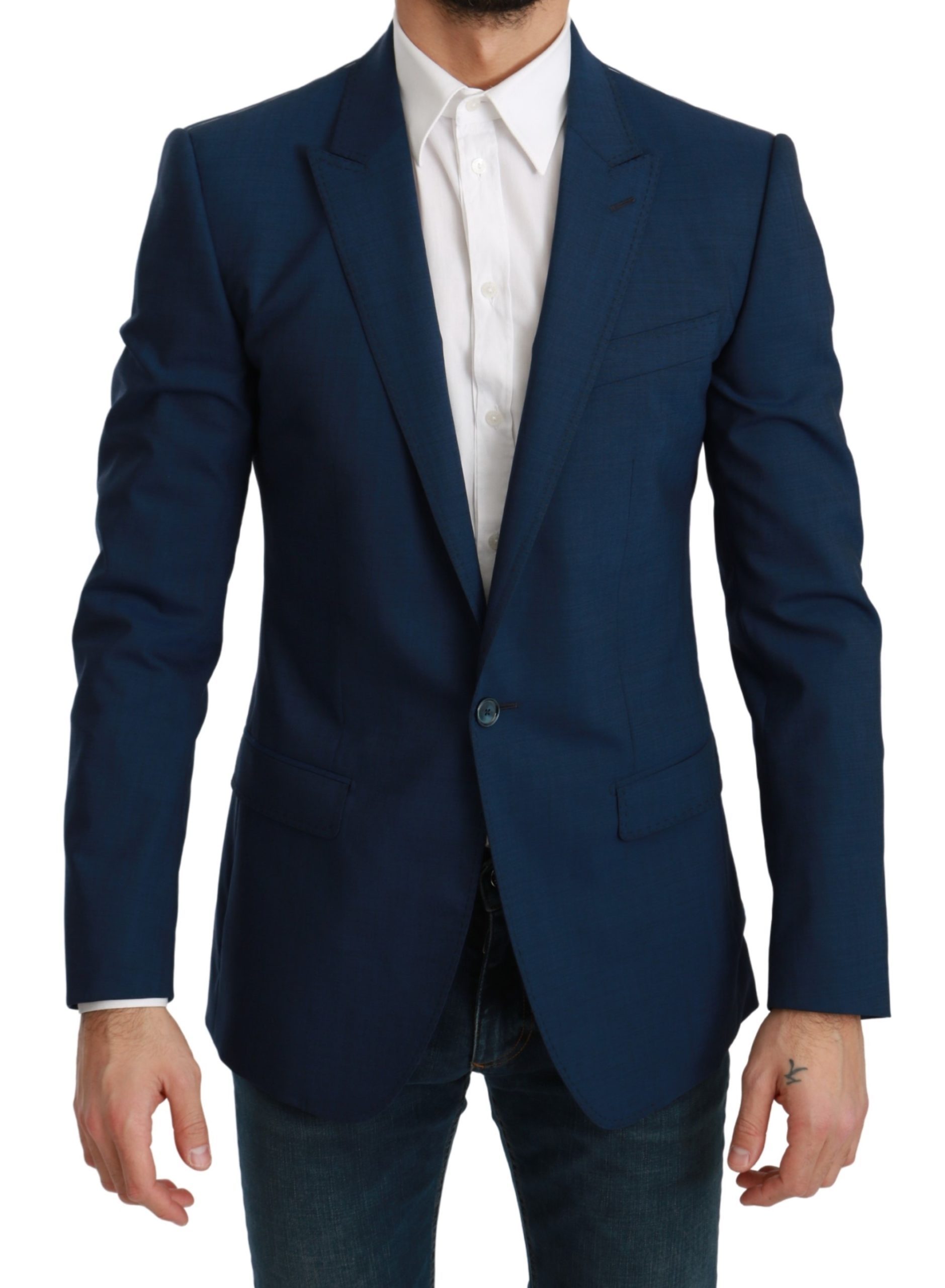 Dolce & Gabbana Men's Slim Fit Formal MARTINI Blazer Blue KOS1709 - IT48 | M