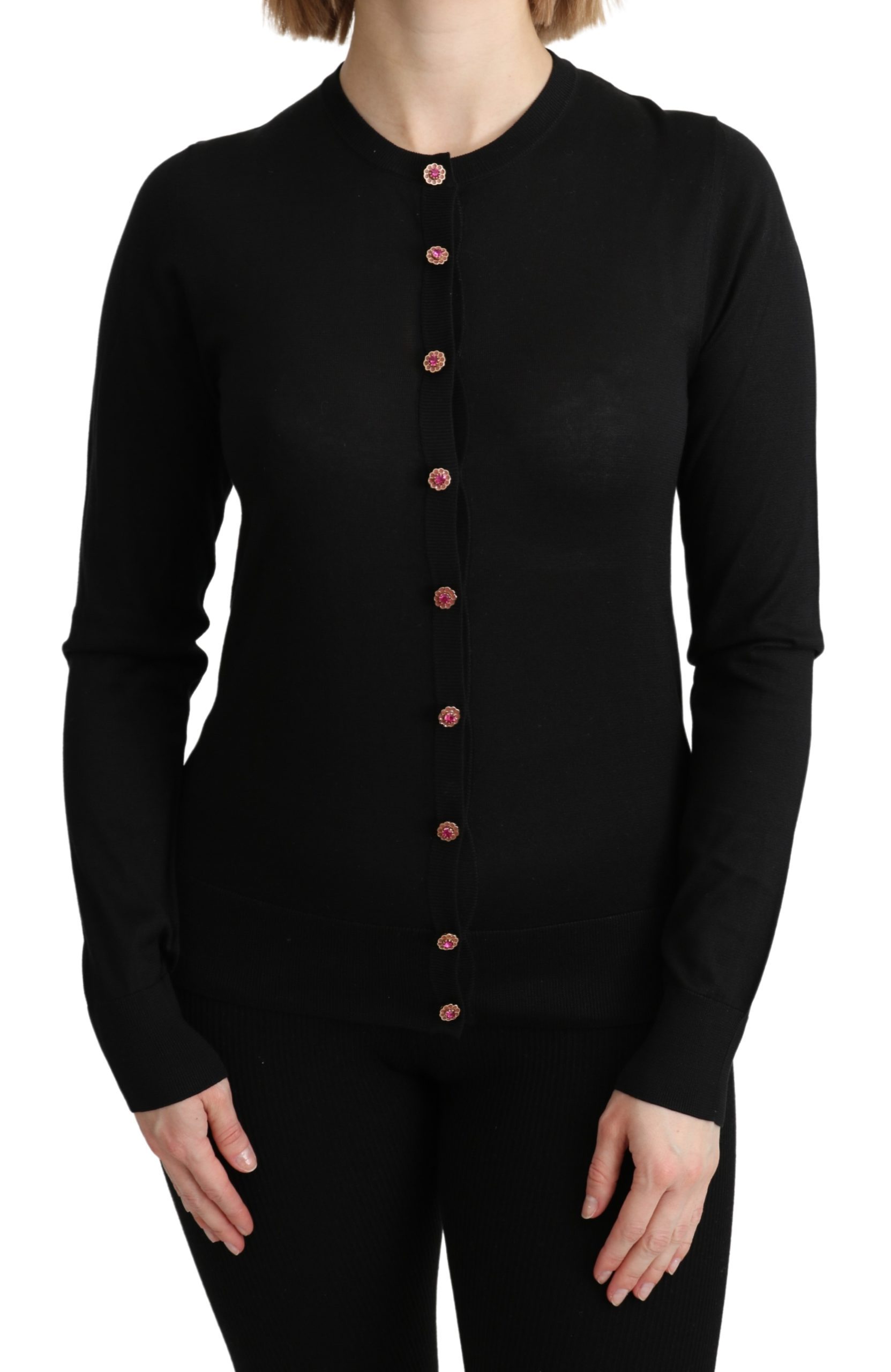 Dolce & Gabbana Women's Silk LS Cardigan Black TSH4809 - IT40|S