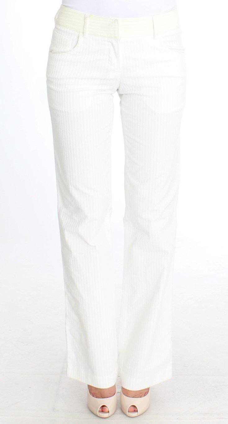 Ermanno Scervino Women's Striped Straight Fit Trouser White SIG30369 - IT42|M