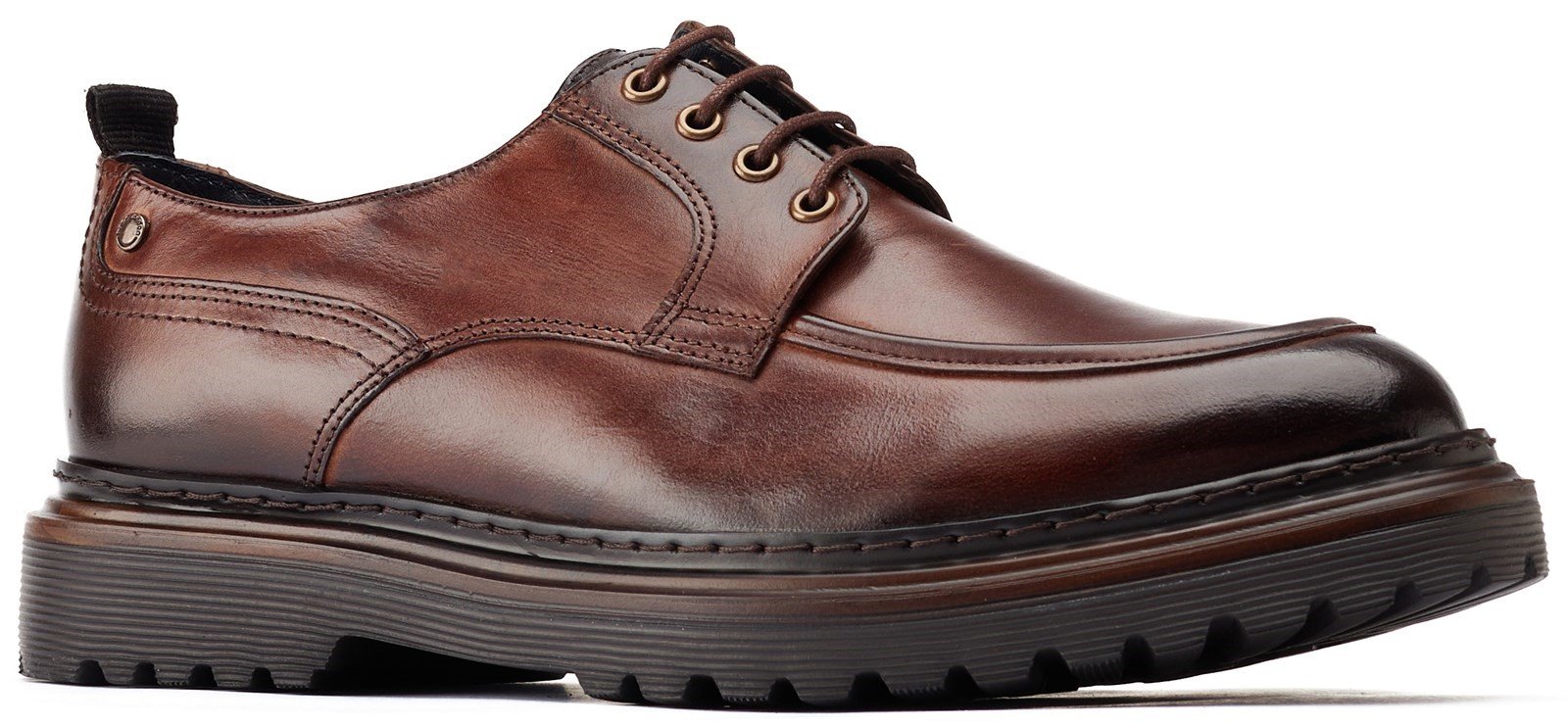 Base London Men's Rene Apron Toe Derby Shoe Various Colours 31236 - Brown 6