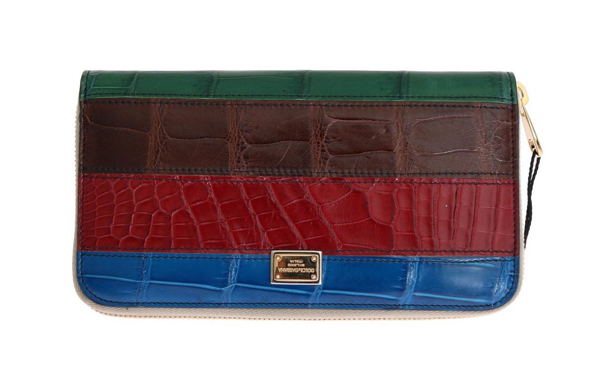Dolce & Gabbana Women's Crocodile Leather Continental Wallet Multicolor VAS1232