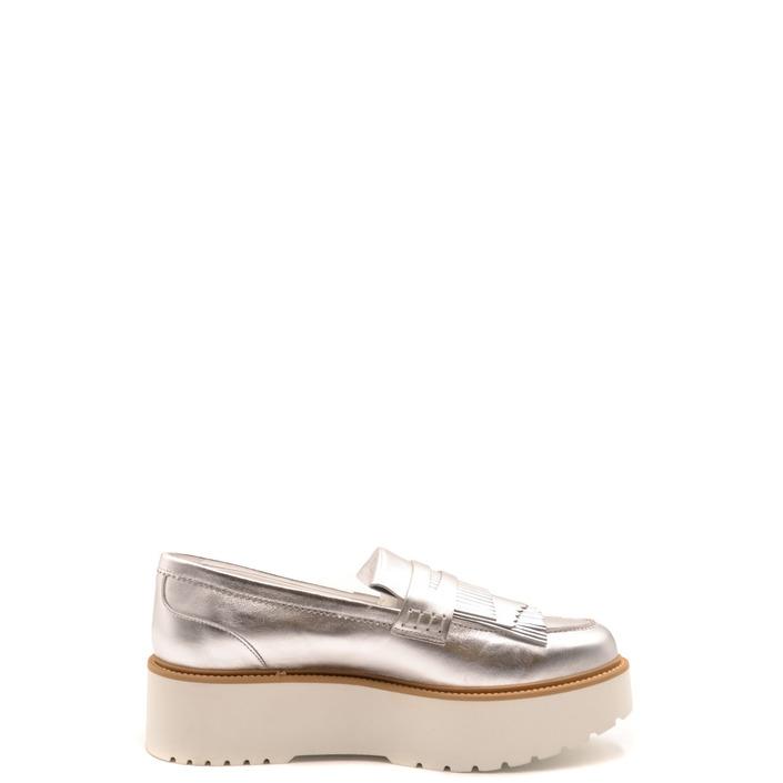 Hogan Women's Flat Shoe Silver 180233 - silver 37.5