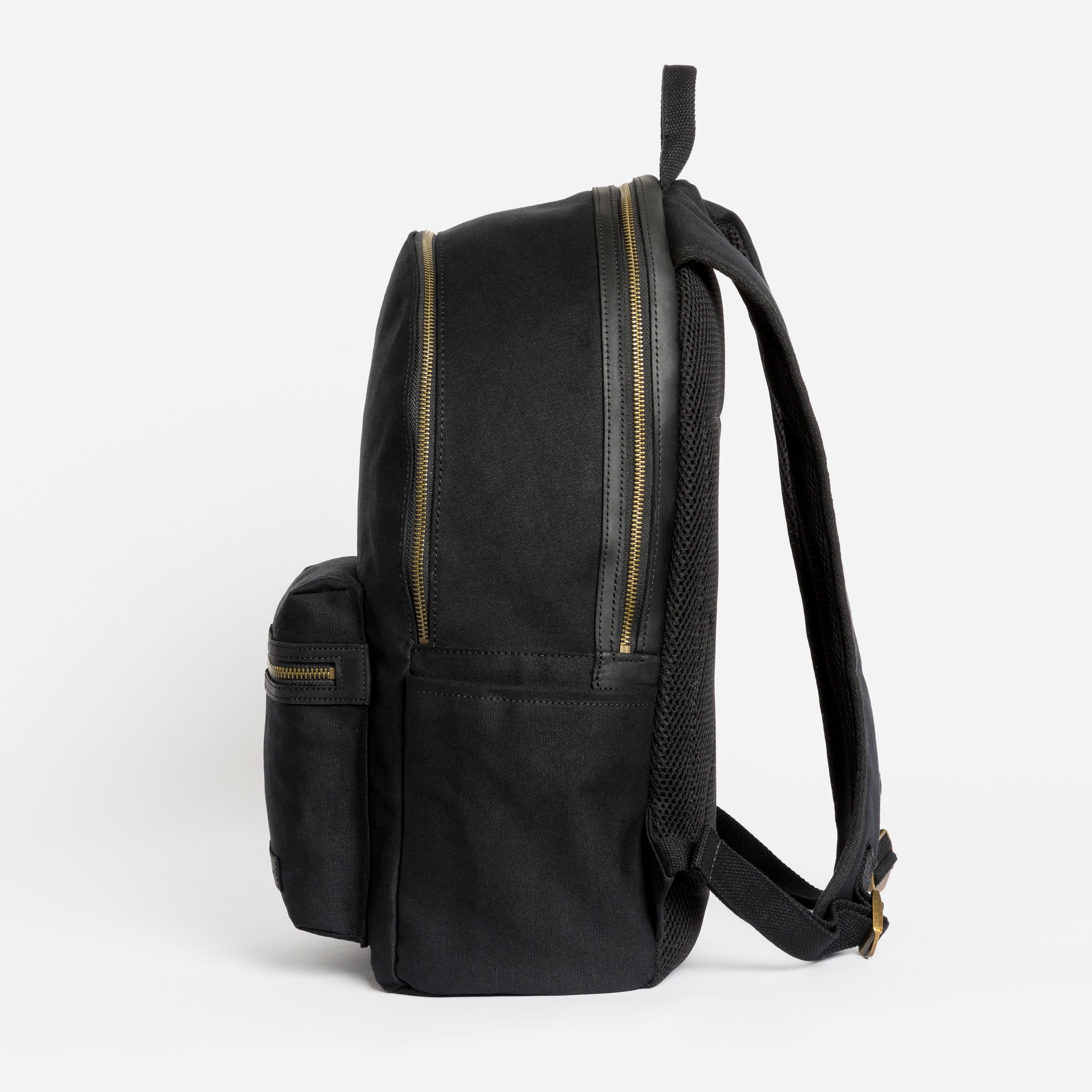 The Commuter Backpack. Waterproofed Canvas and Leather. 16" Laptop Pocket., Black