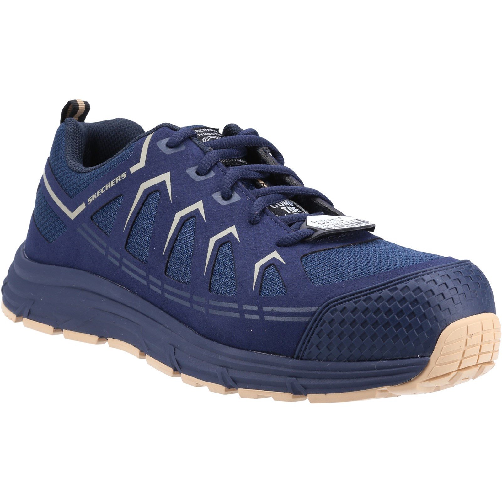 Skechers Men's Malad Safety Trainer Multicolor 32623 - Navy/Tan 13